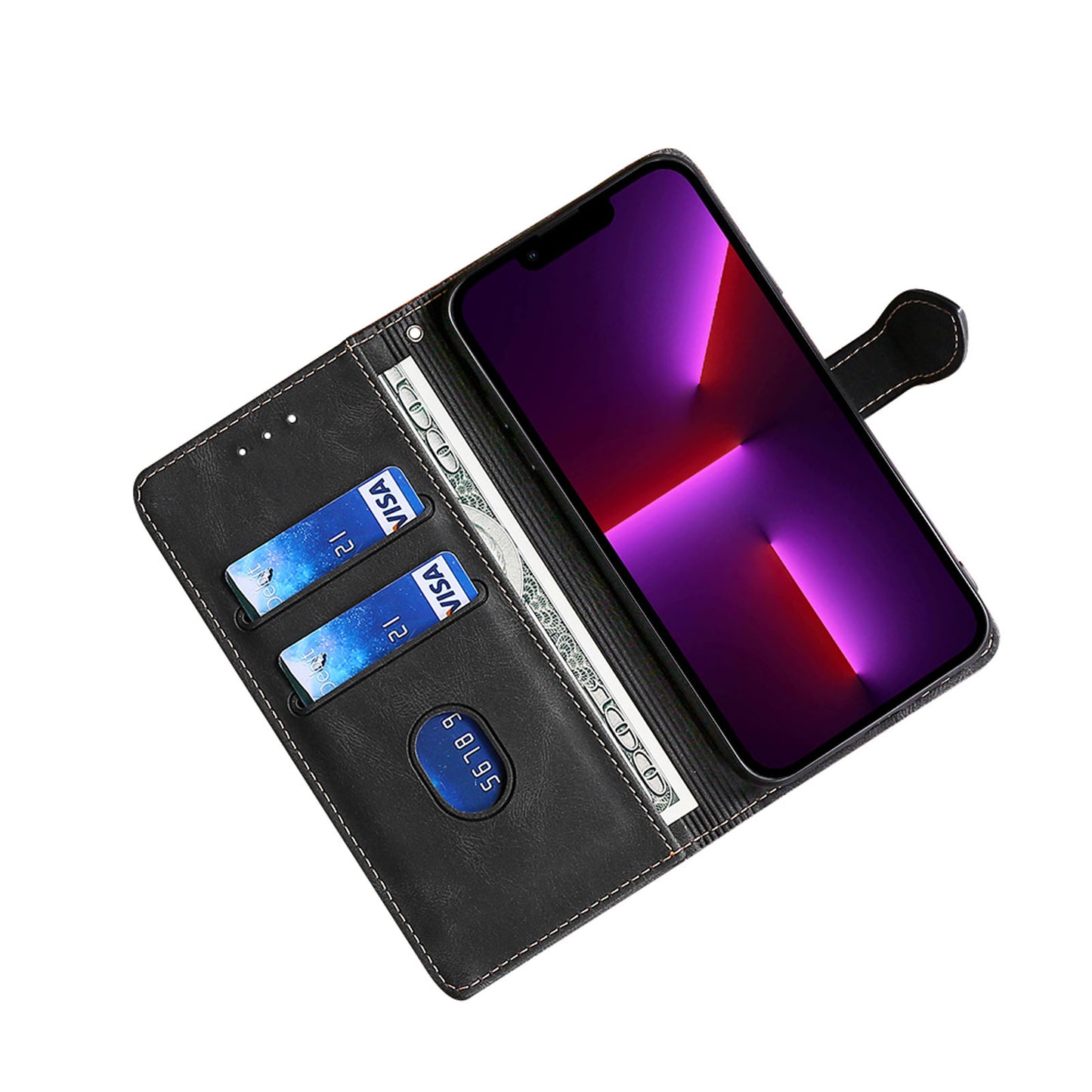Compatible with Galaxy S25 Edge S24 FE Wallet Case Flip Folio Phone Cover with 2 Card Slots - Cmk Series