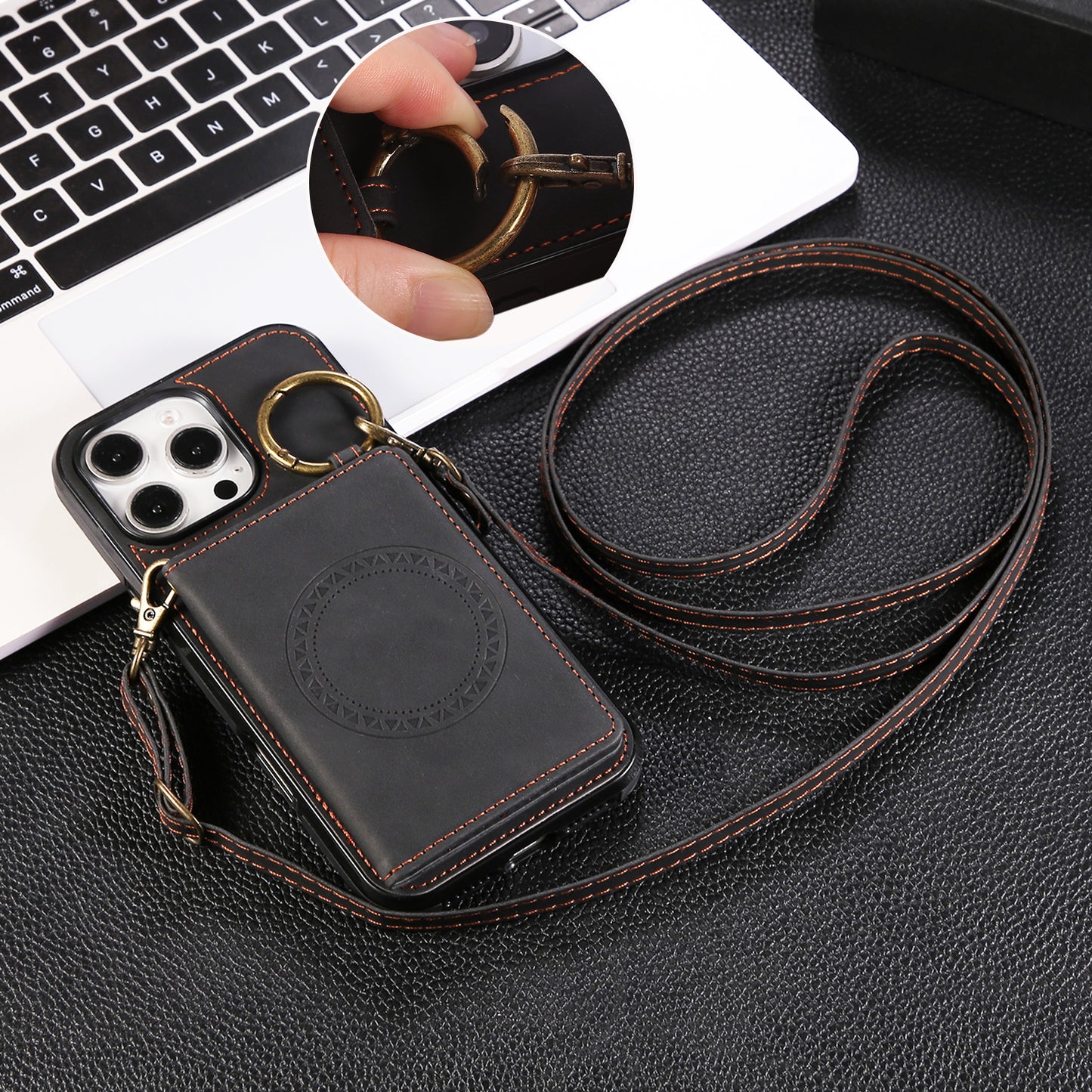 For iPhone 17 16 15 Pro Max Crossbody Wallet Case with Card Holder Magnetic Car Mount - Czcxxk Series