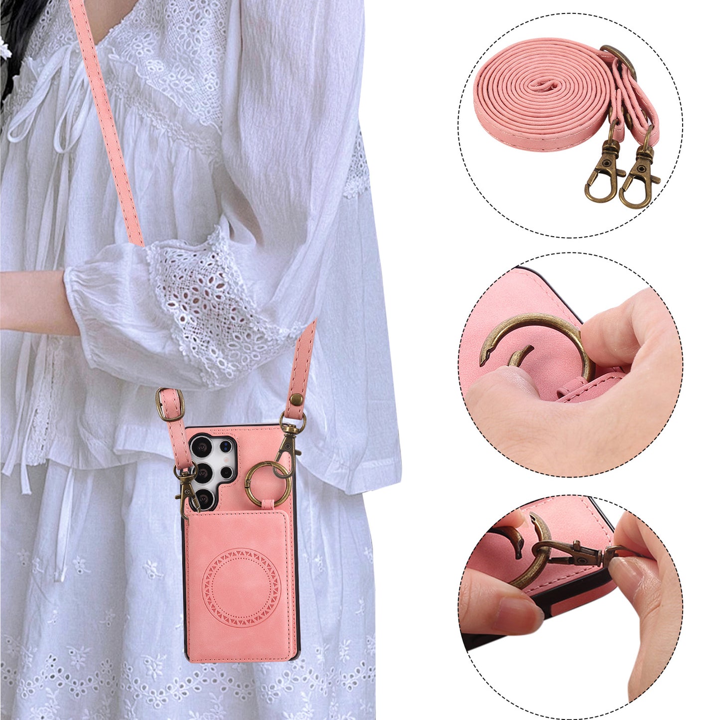 For Galaxy S25 S24 S23 Crossbody Wallet Case with Card Holder Magnetic Car Mount - Czcxxk Series
