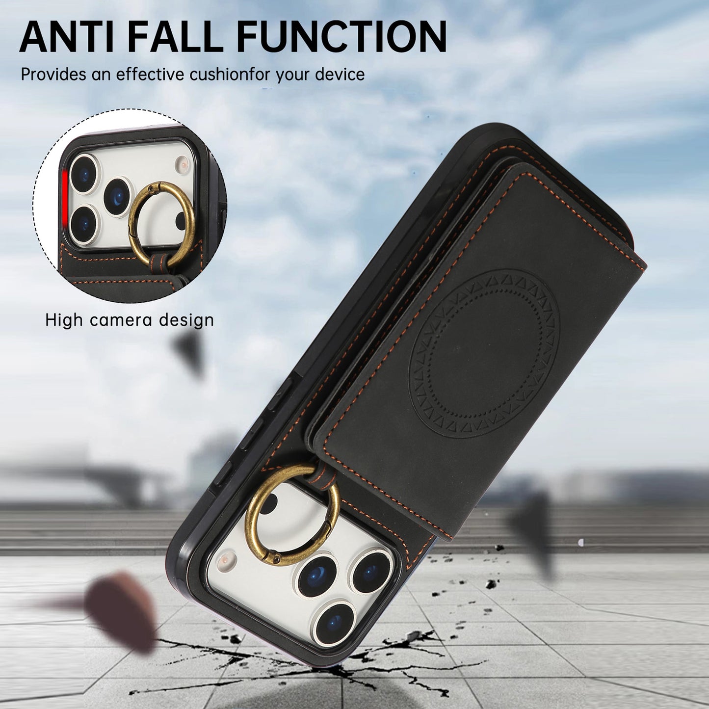 For iPhone 17 16 15 Pro Max Crossbody Wallet Case with Card Holder Magnetic Car Mount - Czcxxk Series