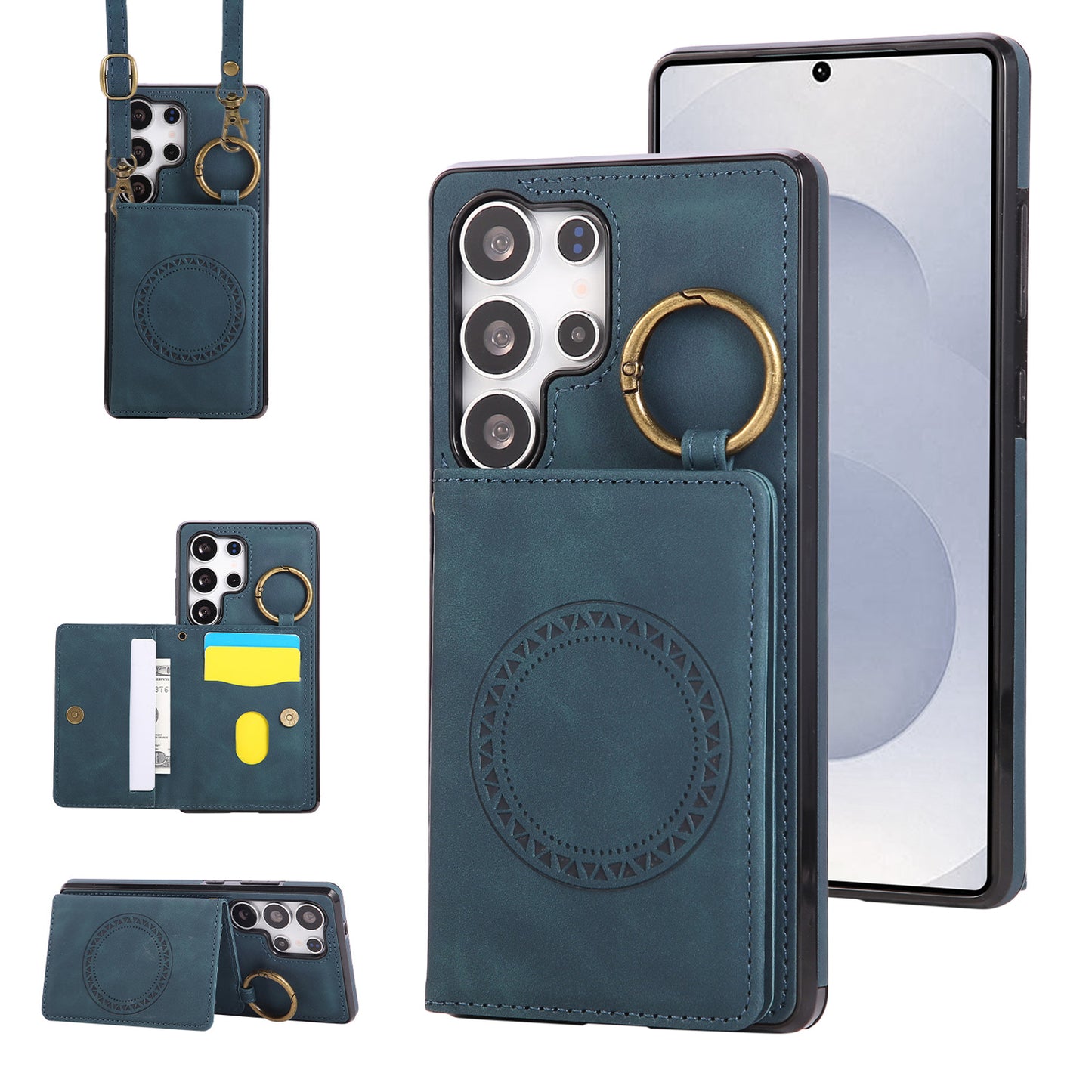 For Galaxy S25 S24 S23 Crossbody Wallet Case with Card Holder Magnetic Car Mount - Czcxxk Series
