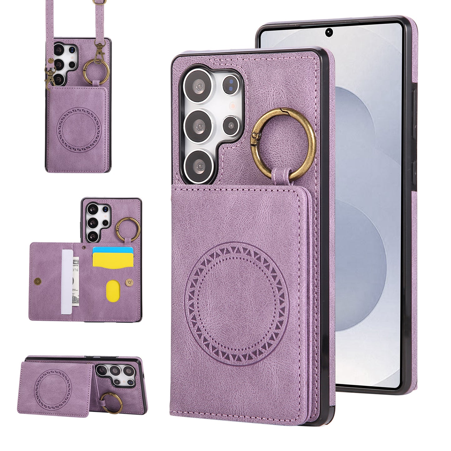 For Galaxy S25 S24 S23 Crossbody Wallet Case with Card Holder Magnetic Car Mount - Czcxxk Series