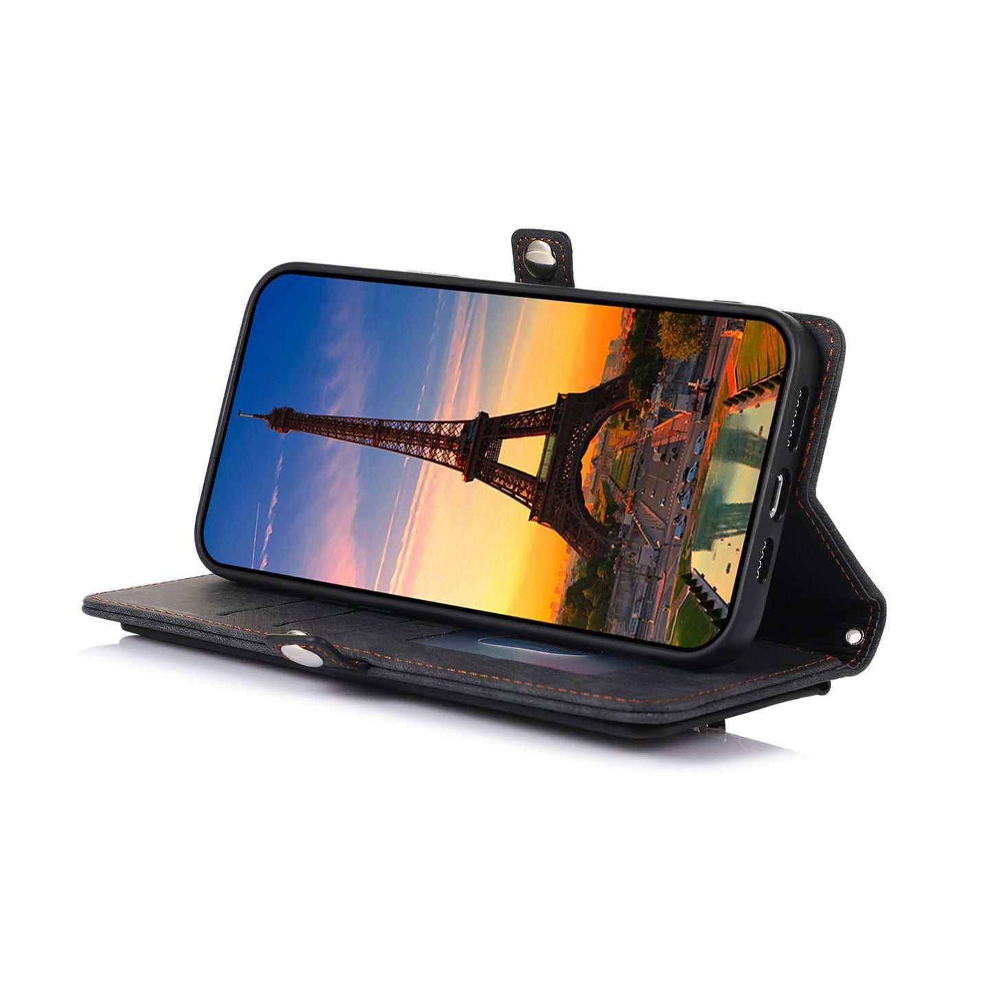 Wallet Phone Case with 8 Card Slots, PU Leather Flip, Zipper Pocket, Magnetic Snap & Detachable Straps - Dgnllbgs Series