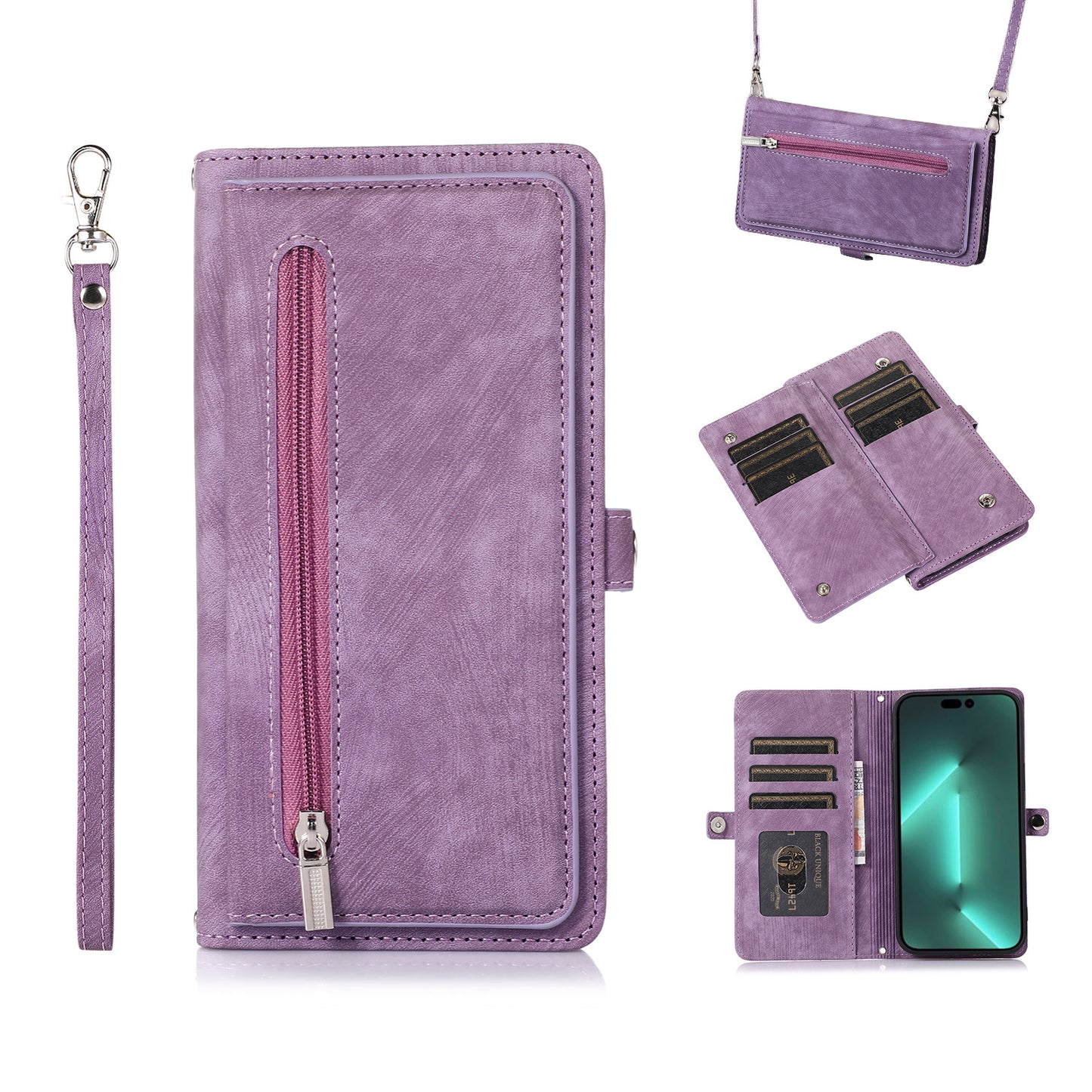 For Oppo Reno14 Pro 5G Find X8 Wallet Case with Card Holder, PU Leather Magnetic Snap Flip Zipper Strap Phone Cover - Dgnllbgs Series