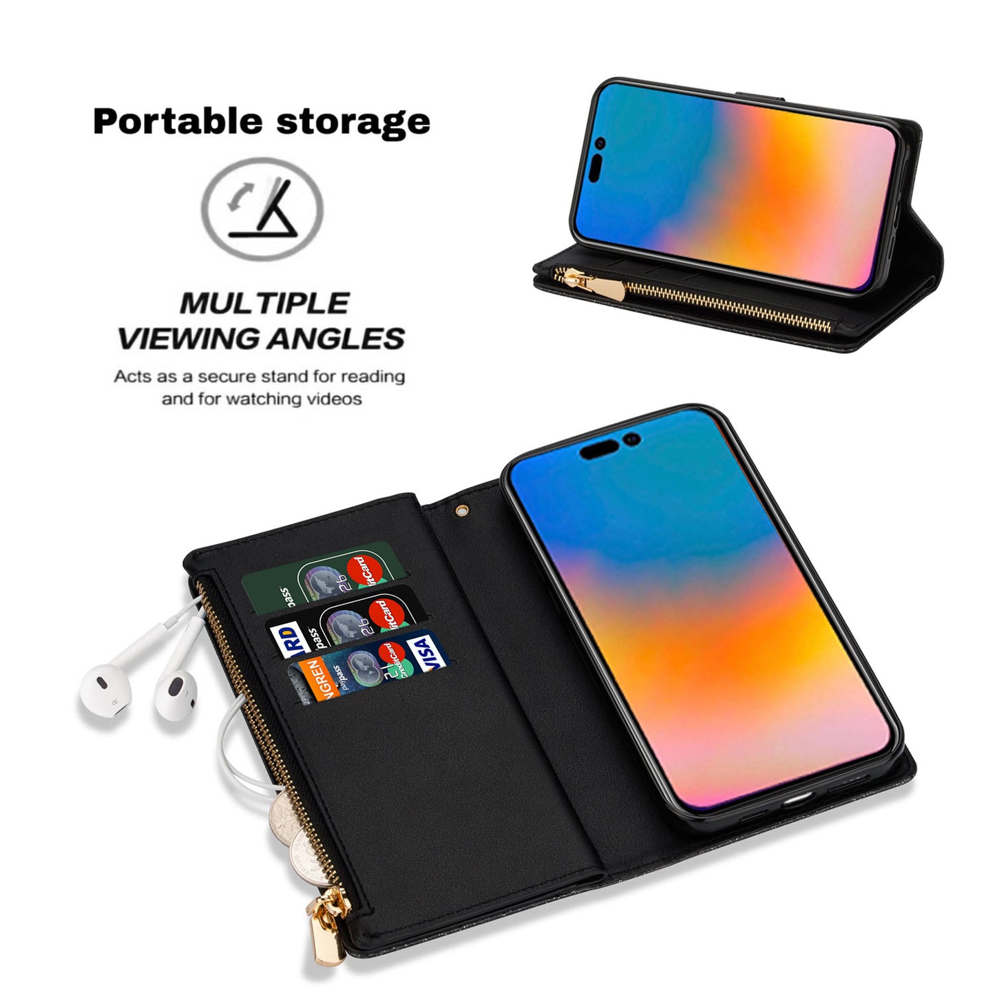 For Galaxy A56 A55 5G Wallet Case with 9 Card Slots and Zipper Pocket, PU Leather Phone Cover - Dkxkld Series