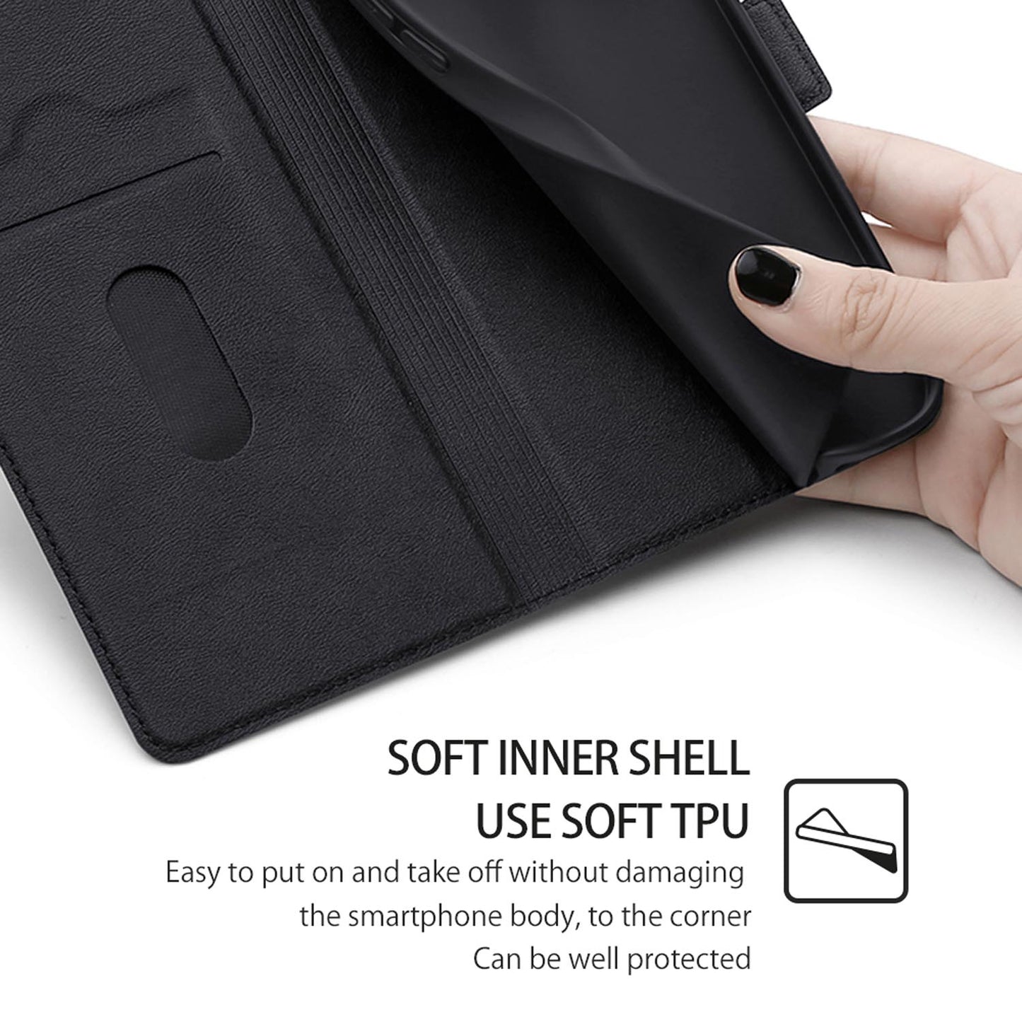 Compatible with Galaxy S25 Edge S24 FE Wallet Case, Ultra Slim Flip Folio PU Leather Cover - Dyck Series