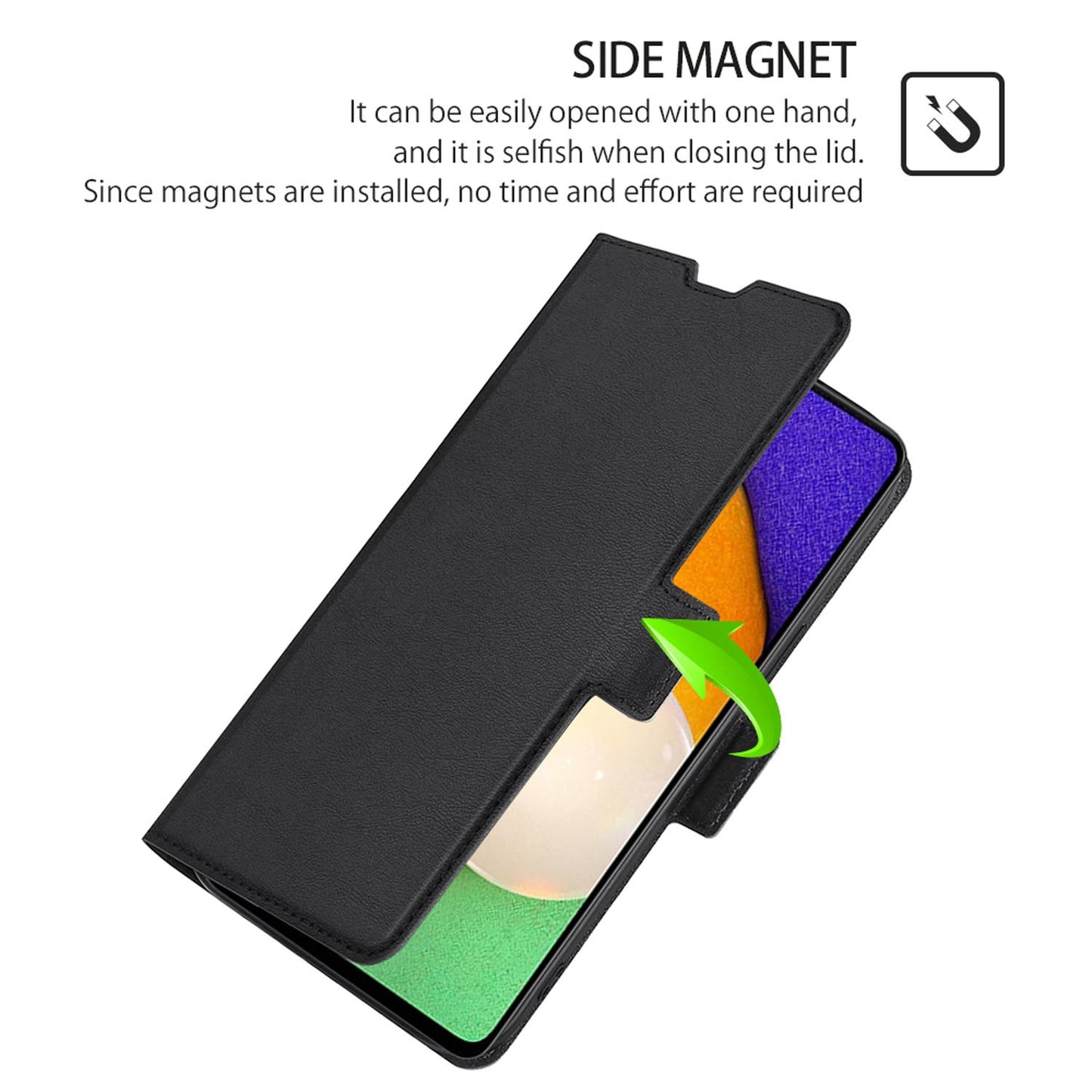 Compatible with Galaxy S25 Edge S24 FE Wallet Case, Ultra Slim Flip Folio PU Leather Cover - Dyck Series