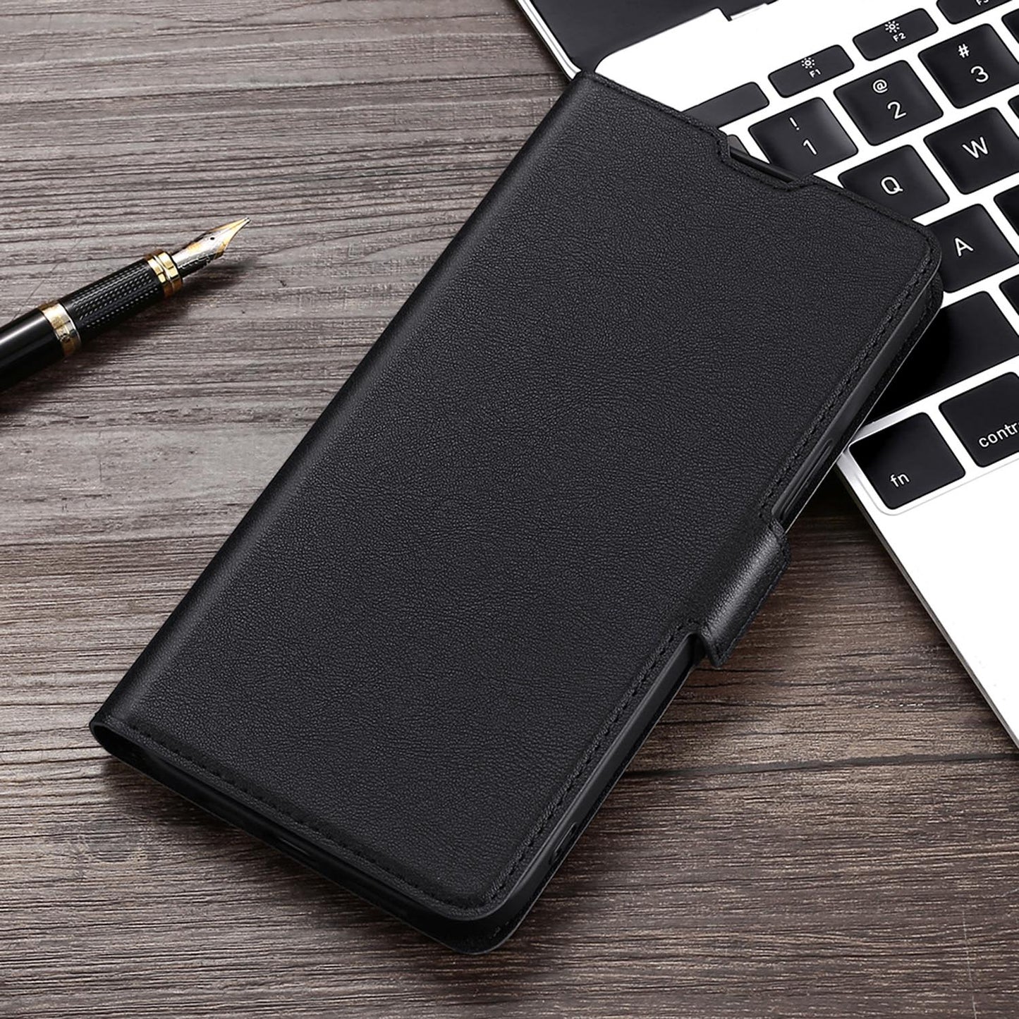 Compatible with Galaxy S25 Edge S24 FE Wallet Case, Ultra Slim Flip Folio PU Leather Cover - Dyck Series