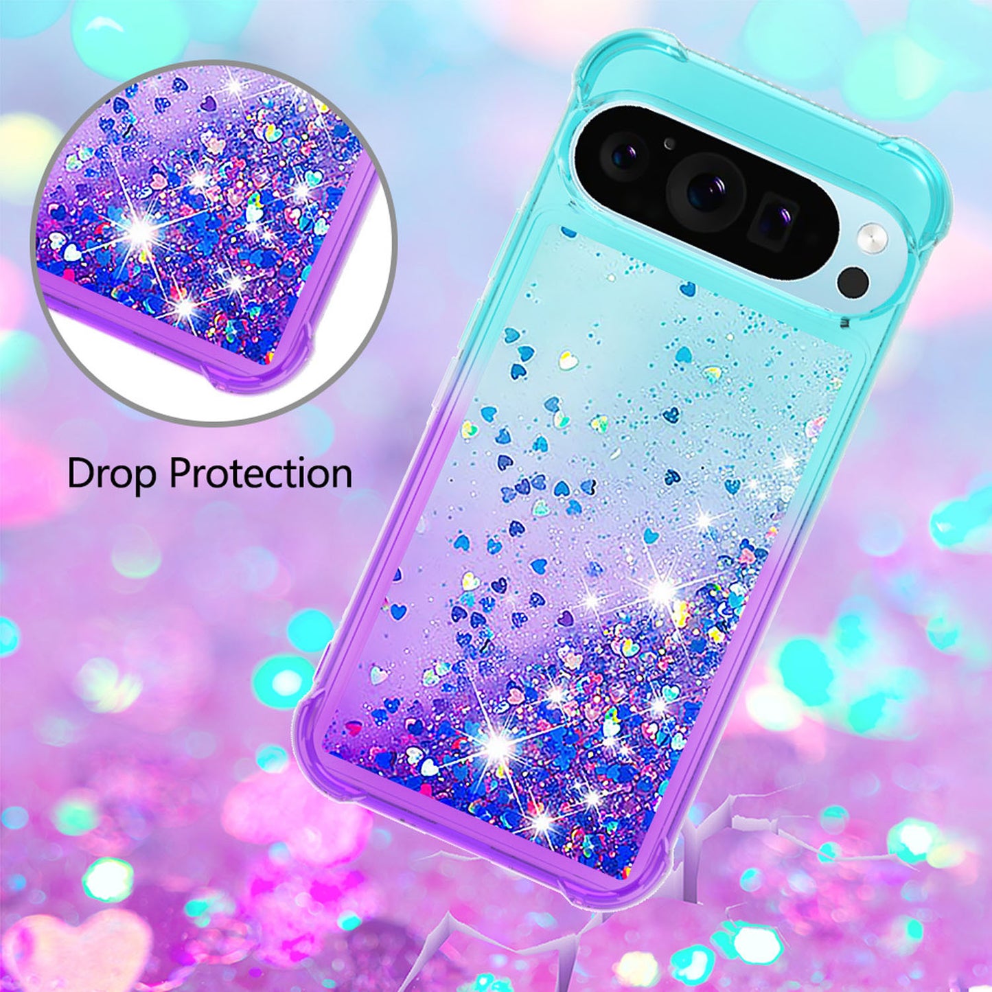 For Google Pixel 9A 8 Pro Glitter Case, Soft TPU Liquid Shockproof Phone Cover - Fsjbls Series
