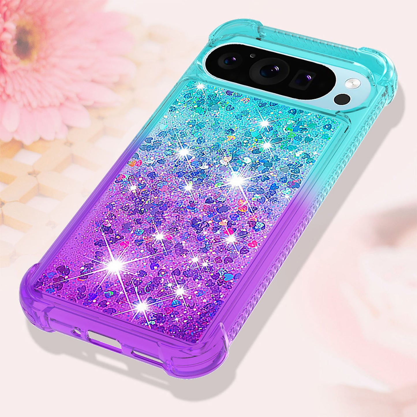 For Google Pixel 9A 8 Pro Glitter Case, Soft TPU Liquid Shockproof Phone Cover - Fsjbls Series