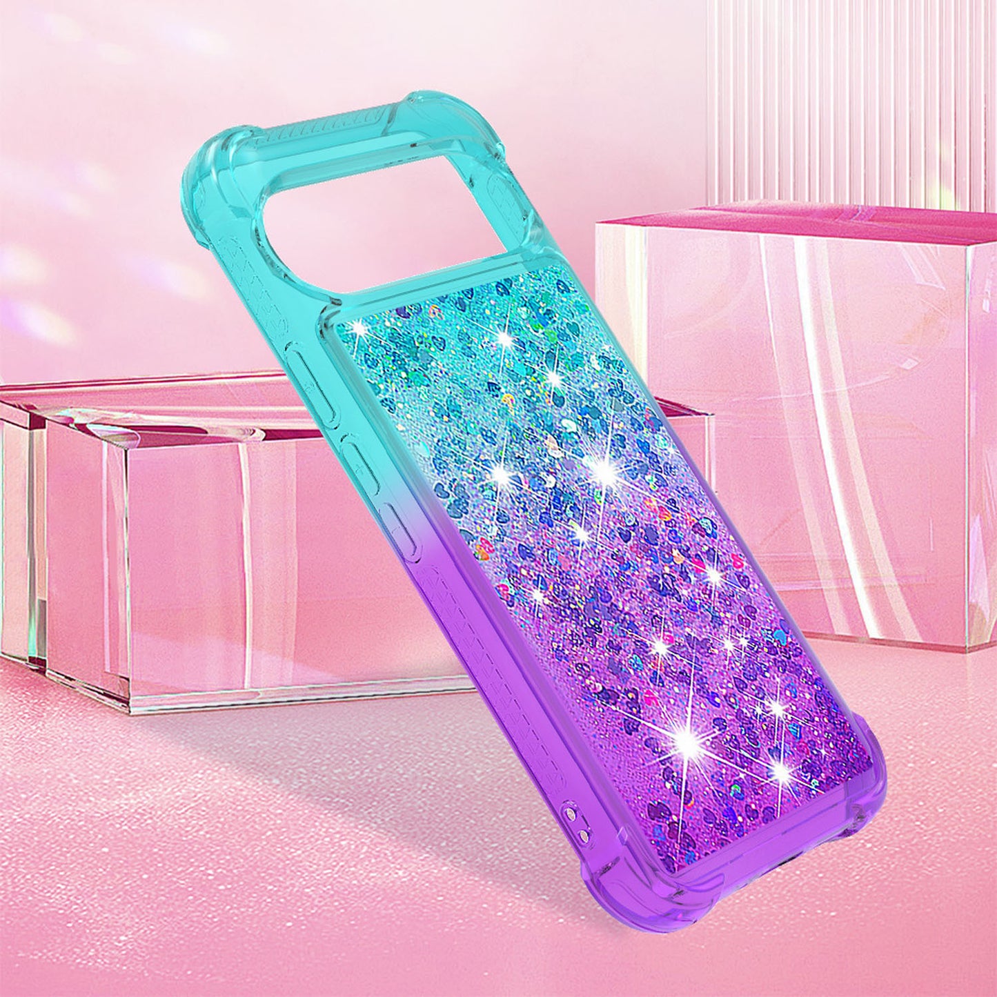 For Google Pixel 9A 8 Pro Glitter Case, Soft TPU Liquid Shockproof Phone Cover - Fsjbls Series