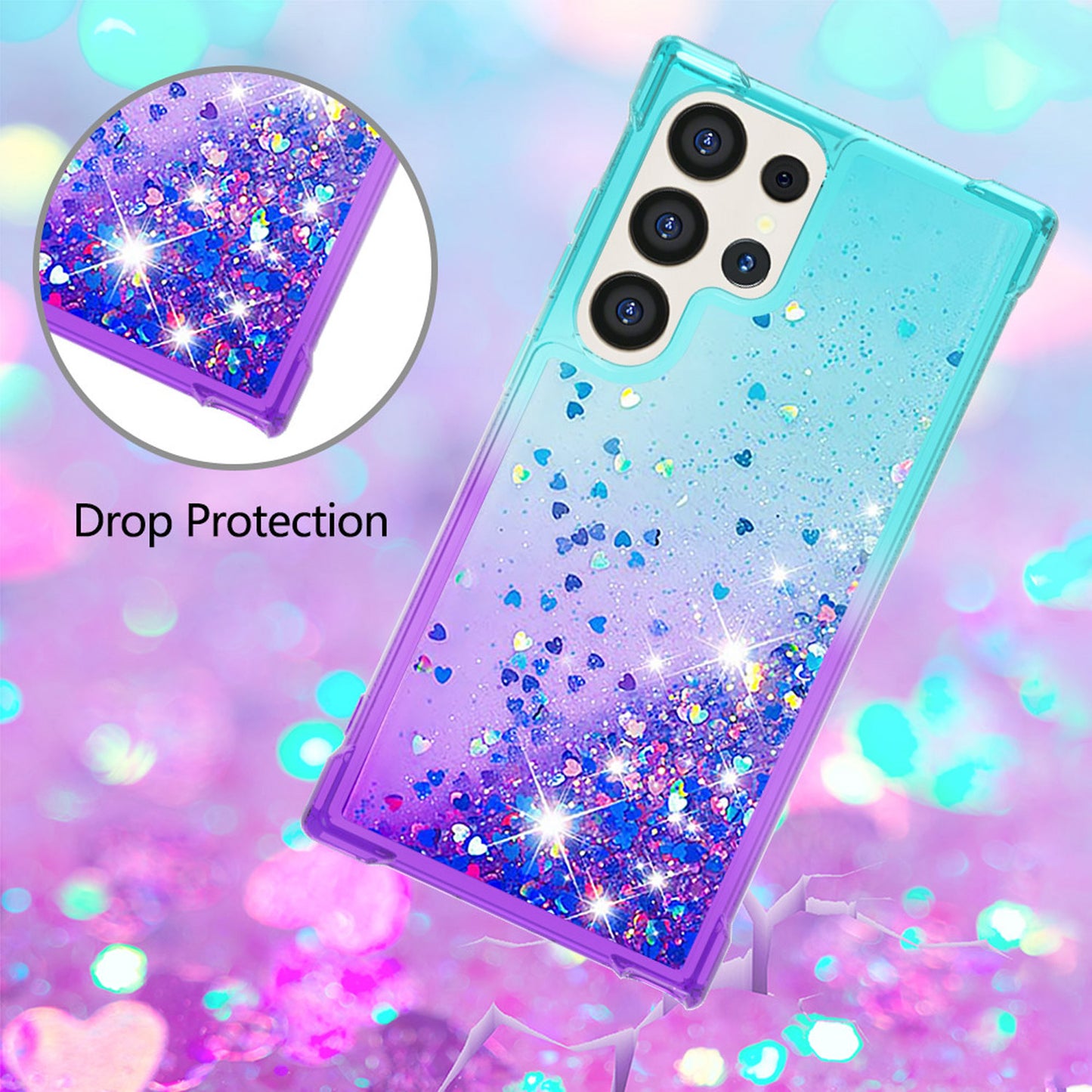 For Galaxy S25 Edge S24 Glitter Case, Soft TPU Liquid Shockproof Phone Cover - Fsjbls Series