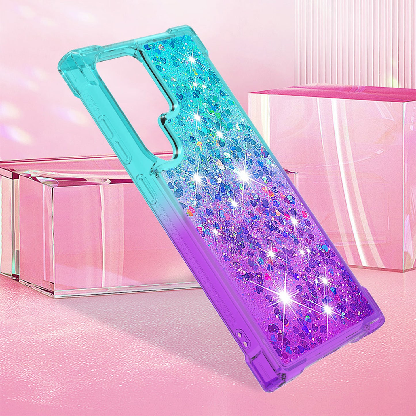 For Galaxy S25 Edge S24 Glitter Case, Soft TPU Liquid Shockproof Phone Cover - Fsjbls Series
