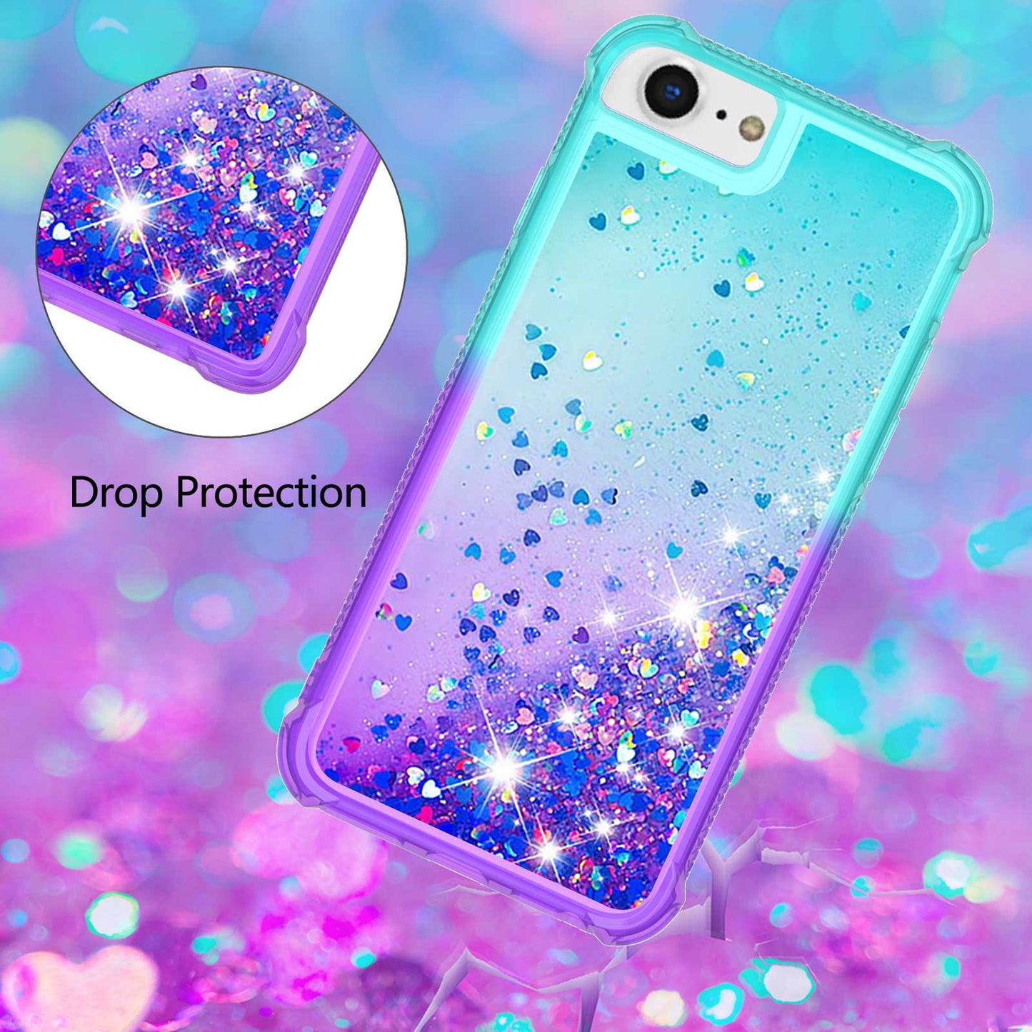 For iPhone 16e 15 Pro Max Glitter Case, Soft TPU Liquid Shockproof Phone Cover - Fsjbls Series