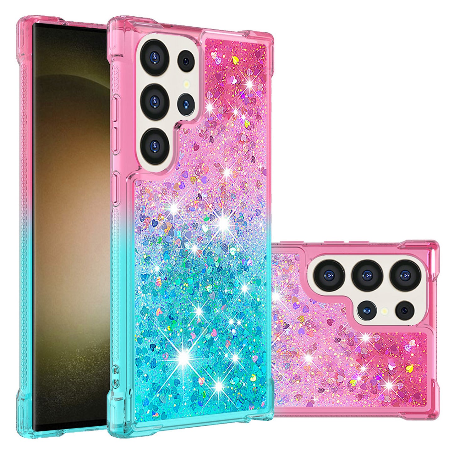 For Galaxy S25 Edge S24 Glitter Case, Soft TPU Liquid Shockproof Phone Cover - Fsjbls Series