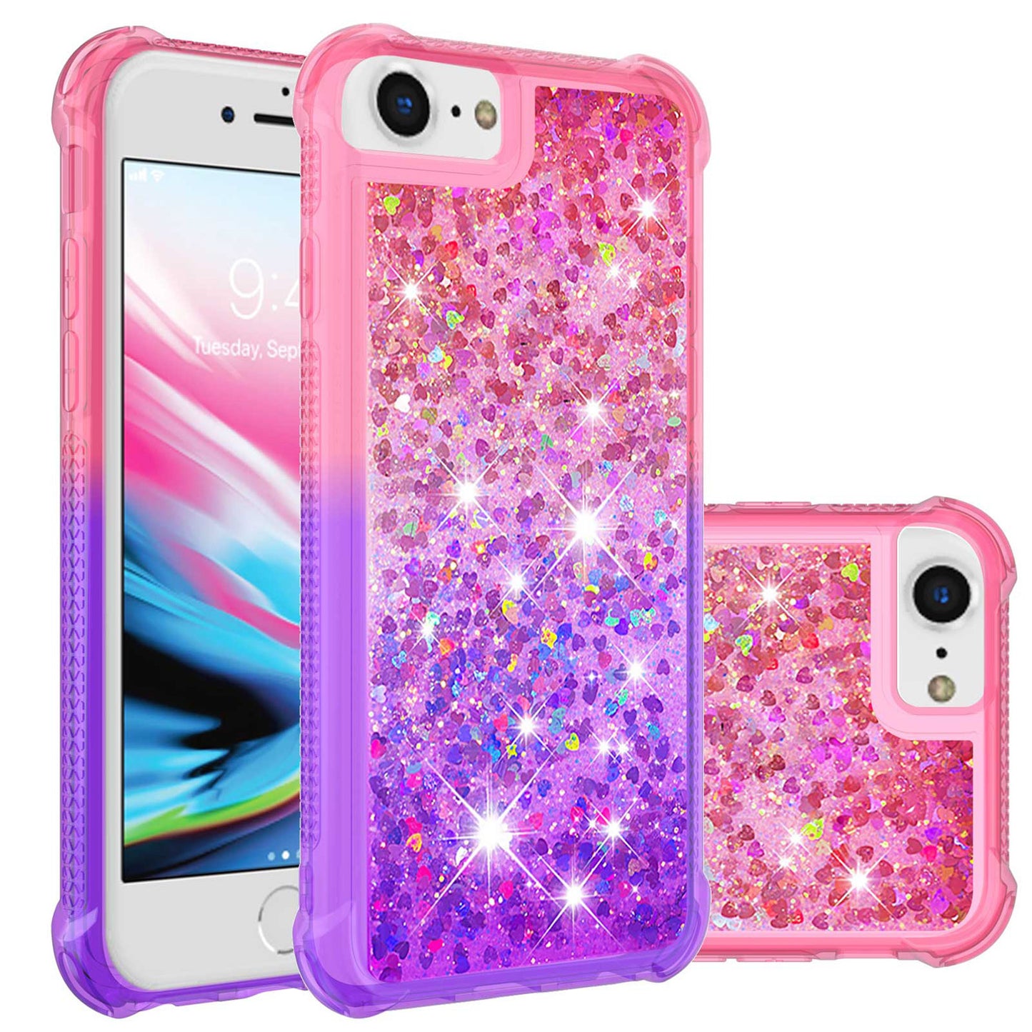 For iPhone 16e 15 Pro Max Glitter Case, Soft TPU Liquid Shockproof Phone Cover - Fsjbls Series