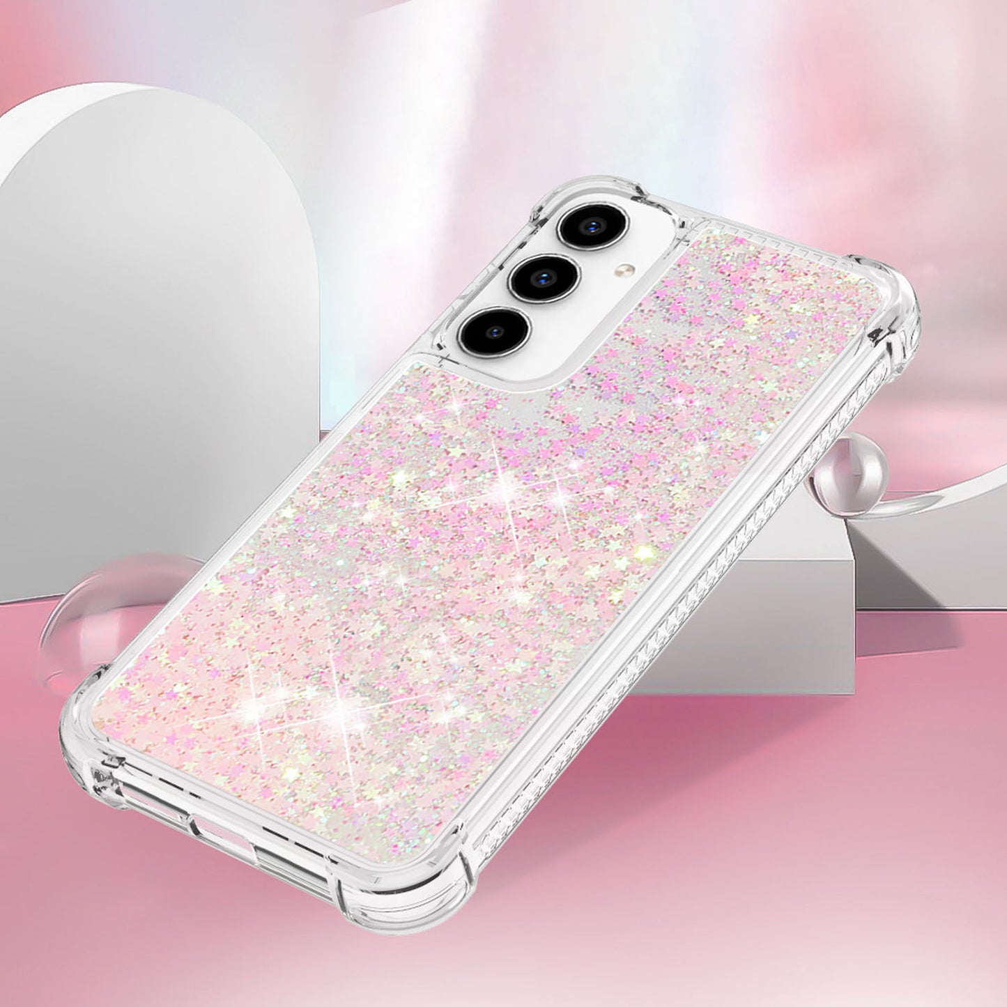 For Galaxy A56 A55 5G Case, Soft TPU Glitter Floating Liquid Phone Cover, Support Wireless Charging - Fslswt Series