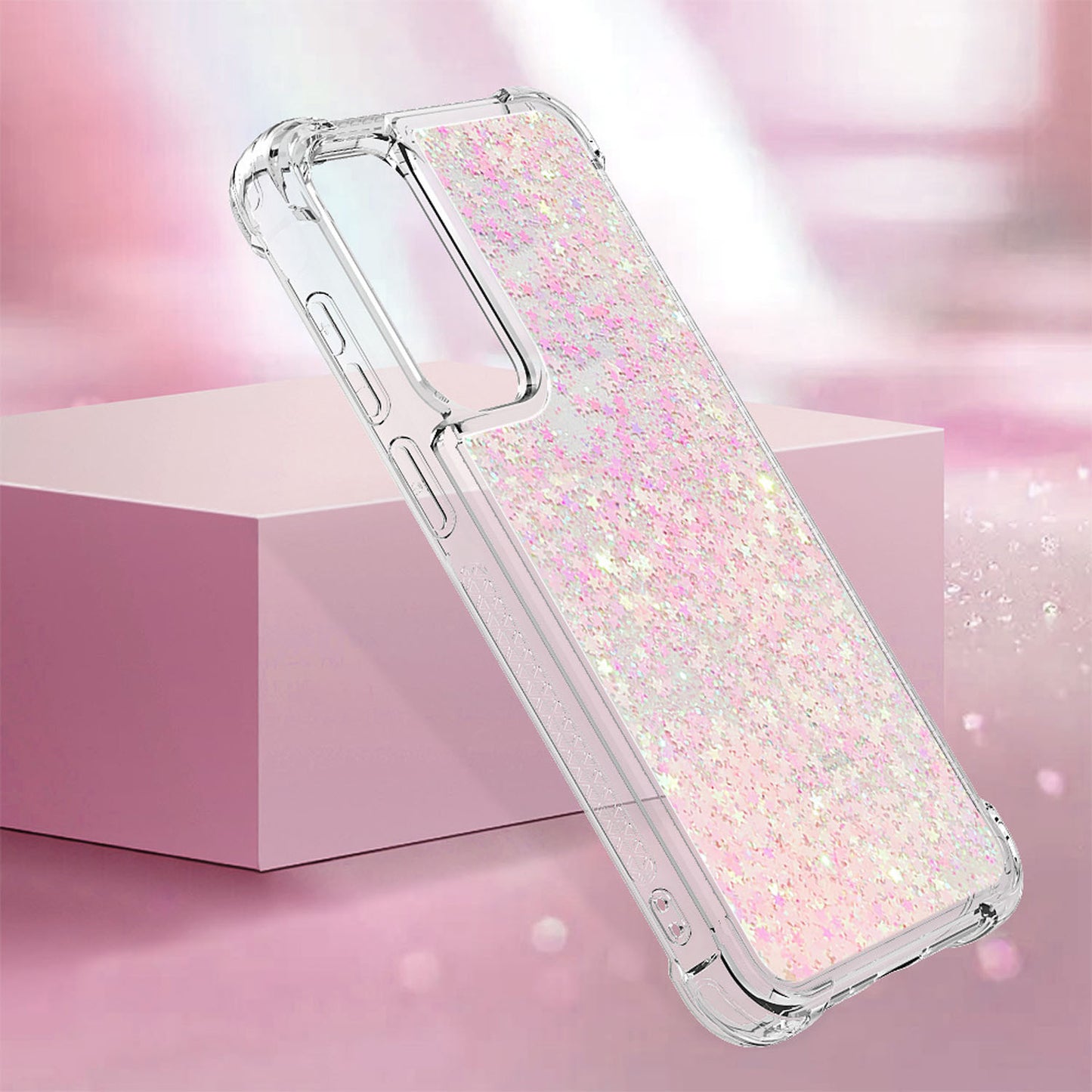 For Galaxy A56 A55 5G Case, Soft TPU Glitter Floating Liquid Phone Cover, Support Wireless Charging - Fslswt Series