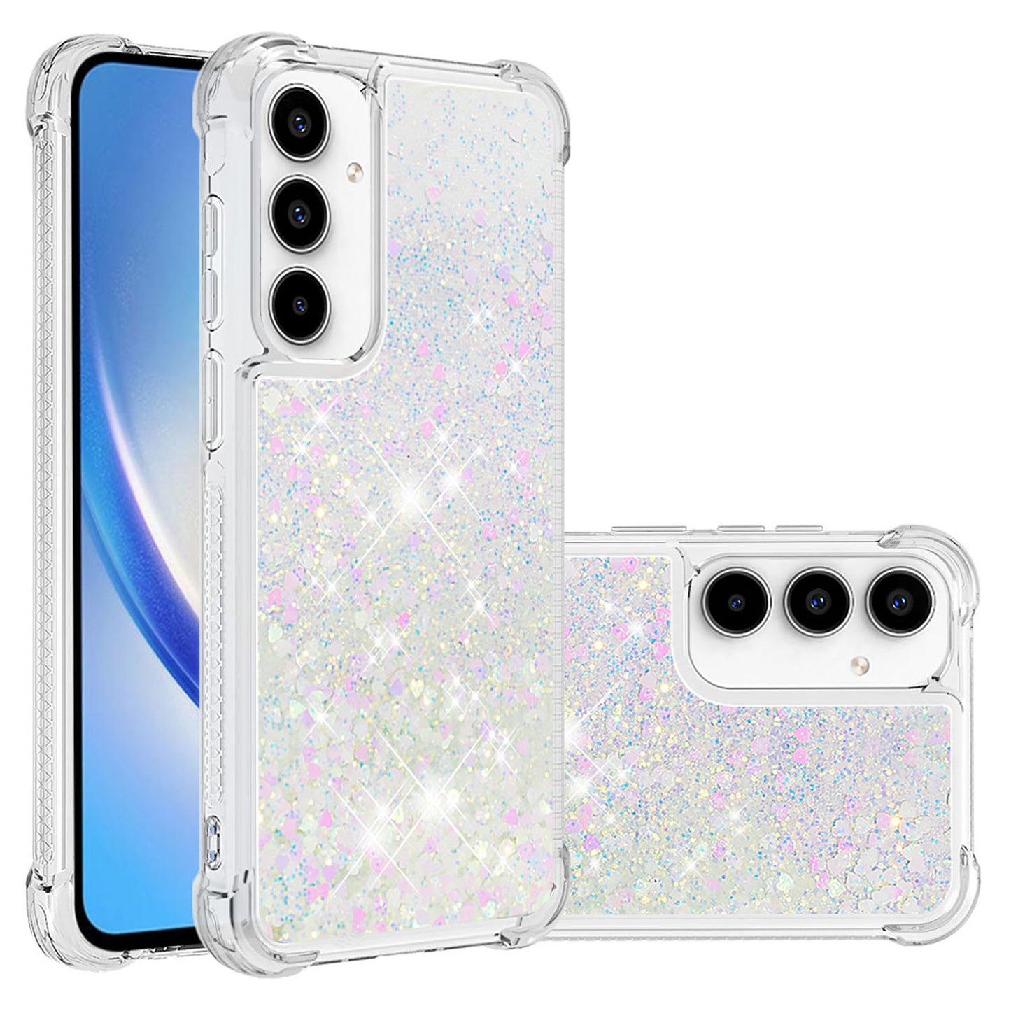 For Galaxy A56 A55 5G Case, Soft TPU Glitter Floating Liquid Phone Cover, Support Wireless Charging - Fslswt Series
