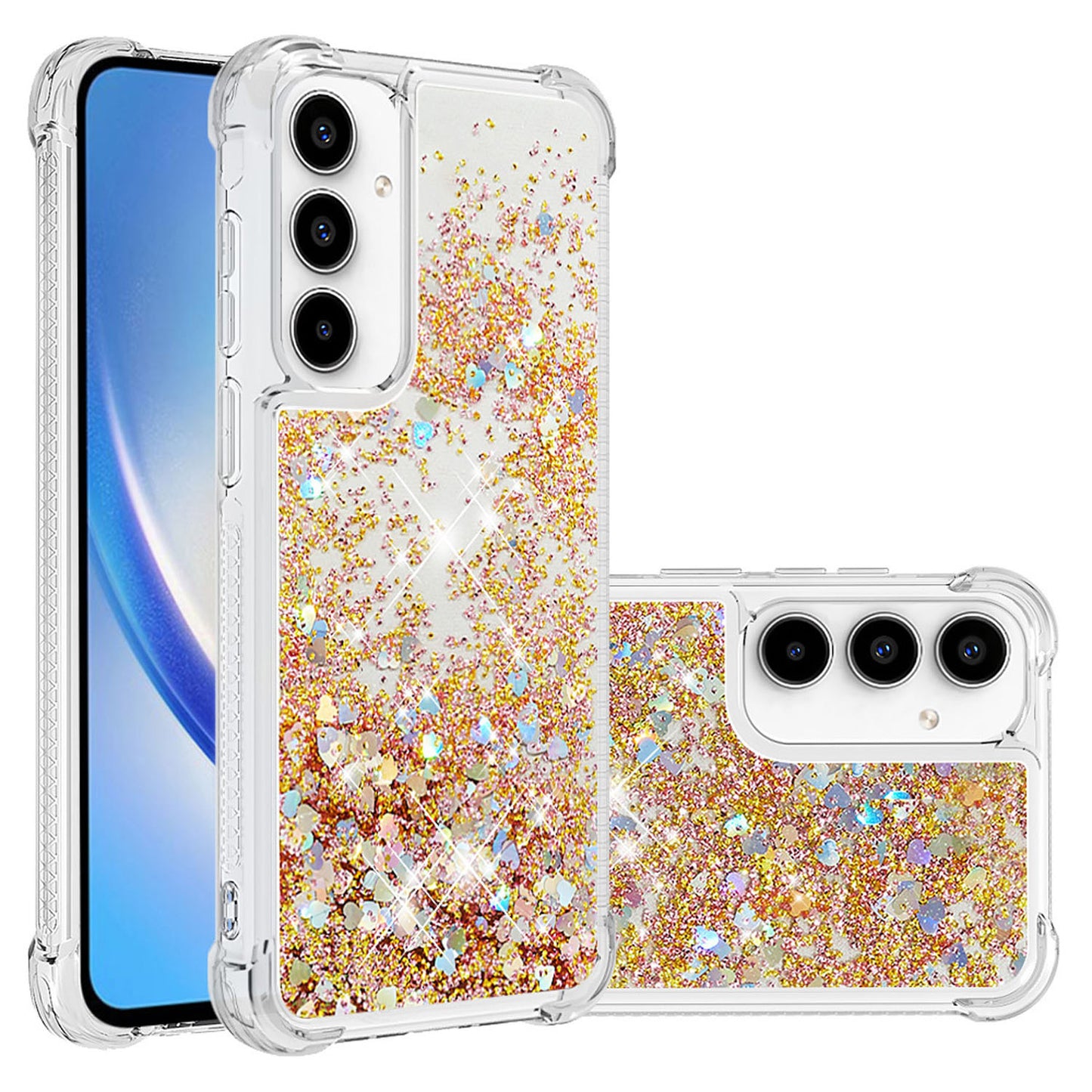 For Galaxy A56 A55 5G Case, Soft TPU Glitter Floating Liquid Phone Cover, Support Wireless Charging - Fslswt Series