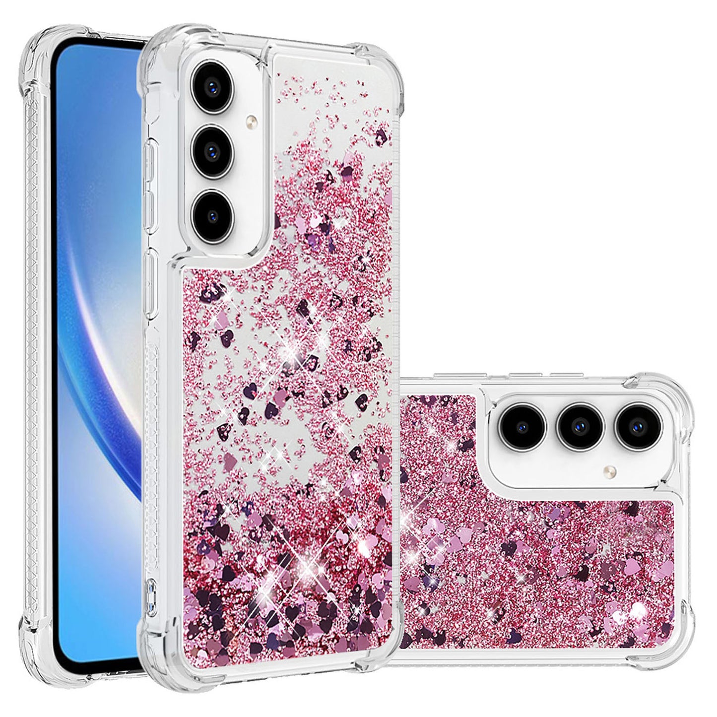 For Galaxy A56 A55 5G Case, Soft TPU Glitter Floating Liquid Phone Cover, Support Wireless Charging - Fslswt Series