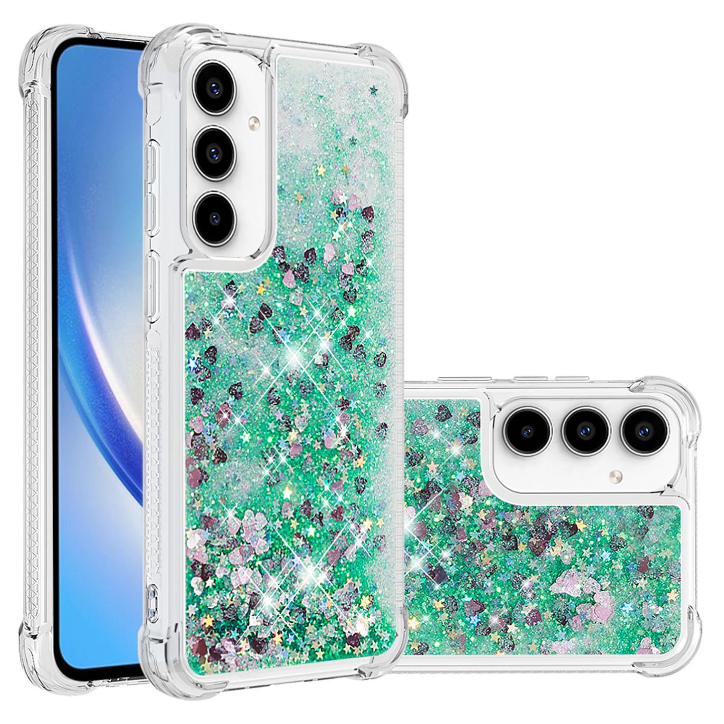 For Galaxy A56 A55 5G Case, Soft TPU Glitter Floating Liquid Phone Cover, Support Wireless Charging - Fslswt Series