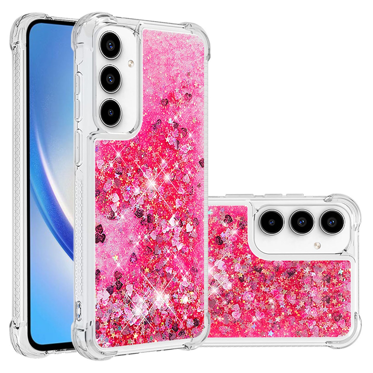 For Galaxy A56 A55 5G Case, Soft TPU Glitter Floating Liquid Phone Cover, Support Wireless Charging - Fslswt Series