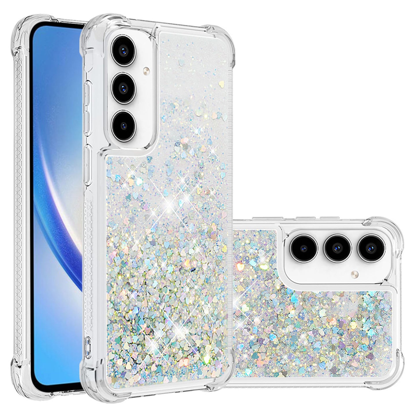 For Galaxy A56 A55 5G Case, Soft TPU Glitter Floating Liquid Phone Cover, Support Wireless Charging - Fslswt Series