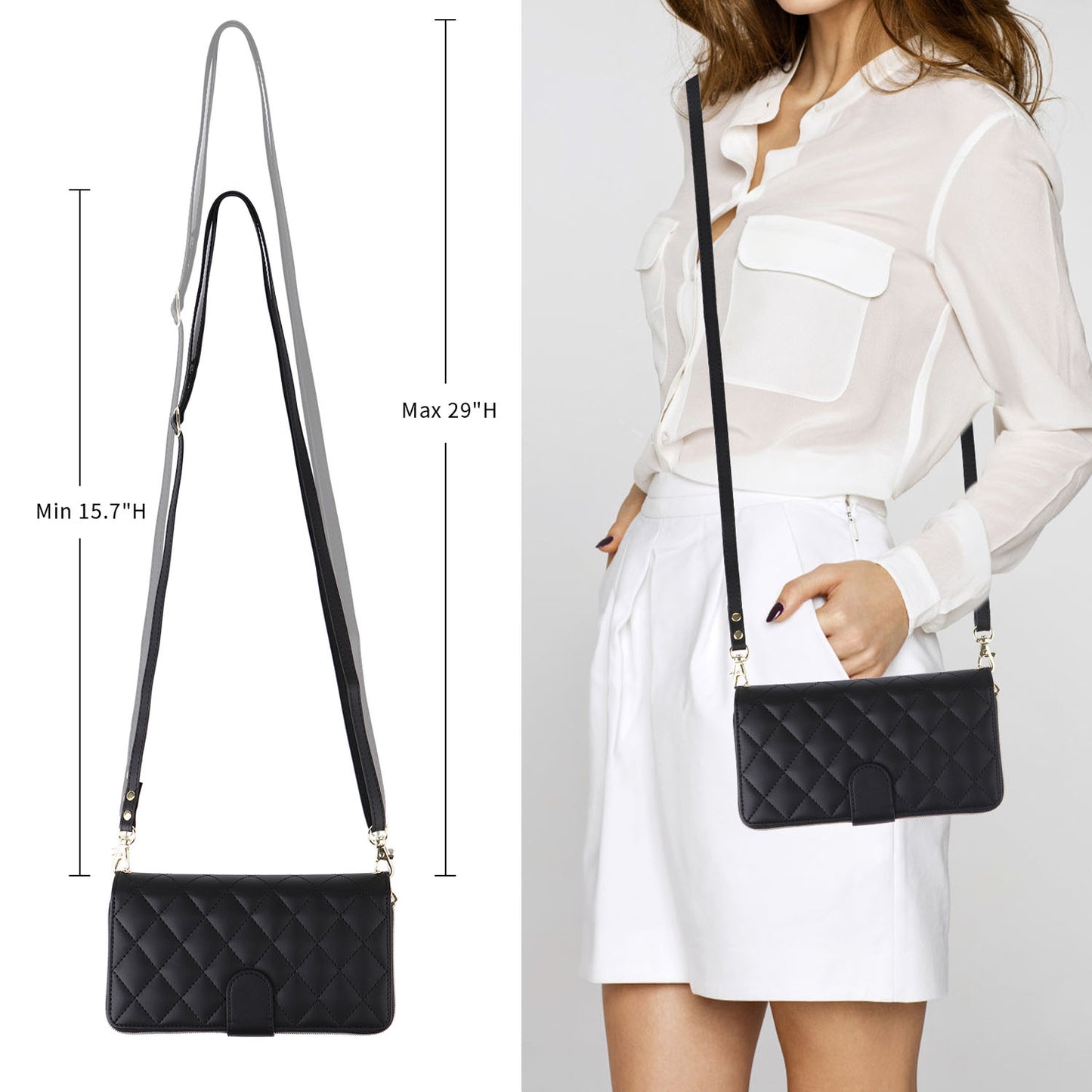 Wallet Case for iPhone 16e 15 Pro Max with Wrist Strap Crossbody Shoulder Strap, 9 Card Slots Zipper Purse, PU Leather Phone Cover - Hsxxfllgs Series