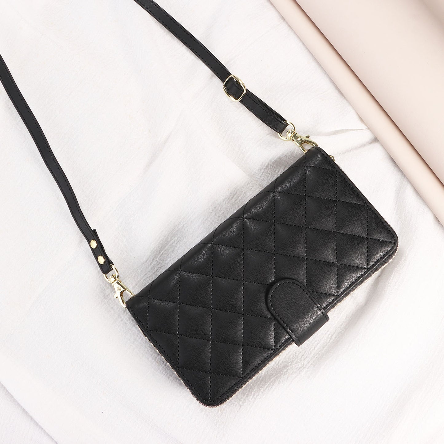 Wallet Case for iPhone 16e 15 Pro Max with Wrist Strap Crossbody Shoulder Strap, 9 Card Slots Zipper Purse, PU Leather Phone Cover - Hsxxfllgs Series