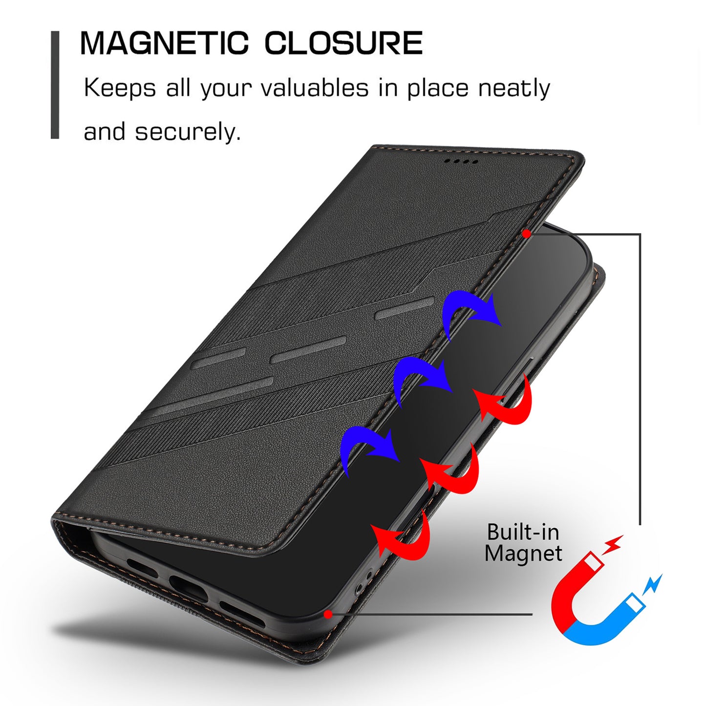 For iPhone 16e 15 Pro Max Wallet Case with Card Holder Kickstand Magnetic Closure - Hxlljiu Series