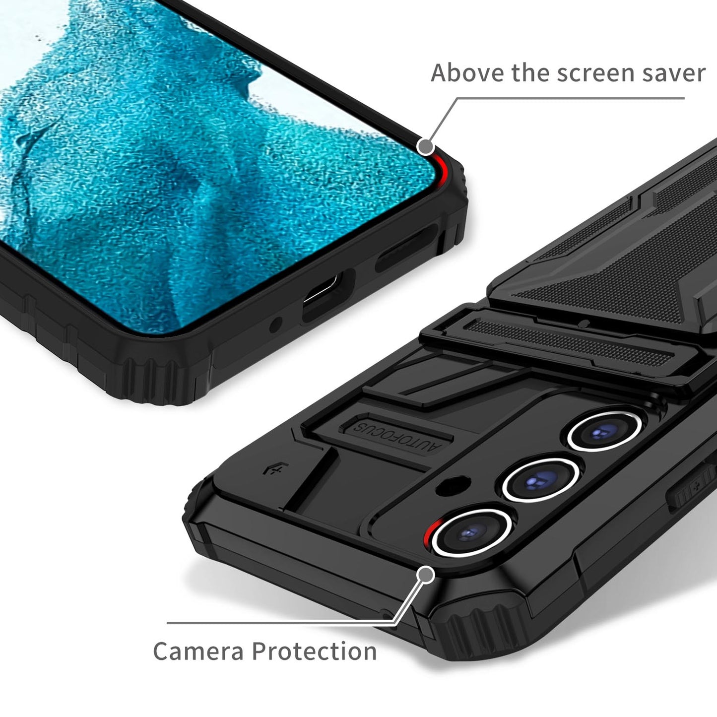 Detachable Card Holder Case for Galaxy A56 A55 5G, Dual-Layer Protective Case with Kickstand Heavy Duty Cover - Jgkb Series