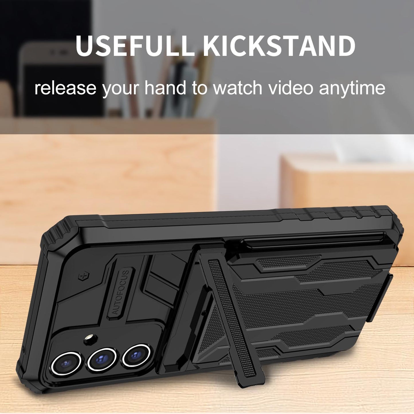 Detachable Card Holder Case for Galaxy A56 A55 5G, Dual-Layer Protective Case with Kickstand Heavy Duty Cover - Jgkb Series