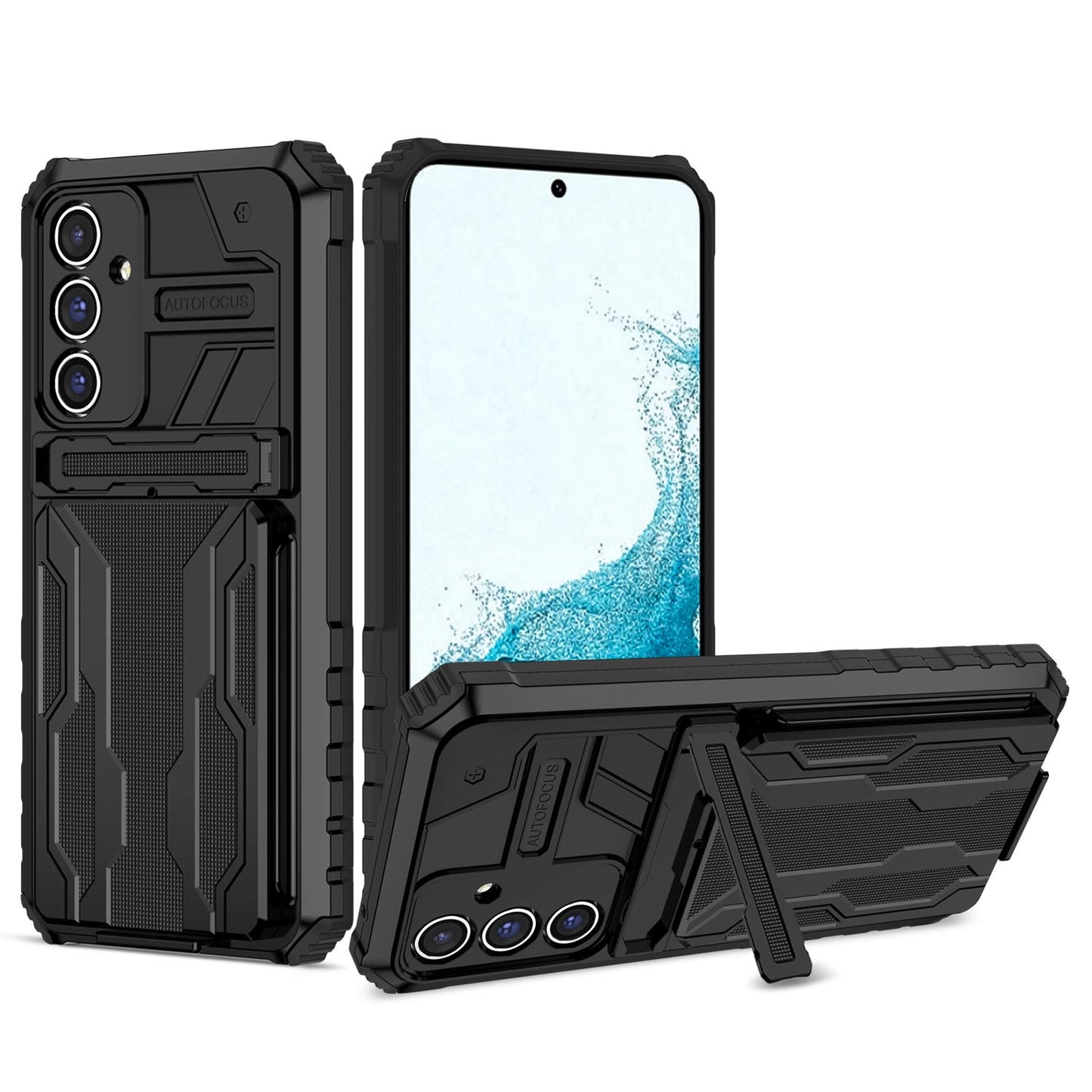 Detachable Card Holder Case for Galaxy A56 A55 5G, Dual-Layer Protective Case with Kickstand Heavy Duty Cover - Jgkb Series