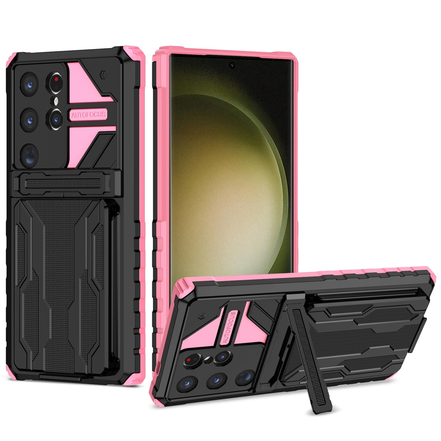 Detachable Card Holder Case for Galaxy S25 S24 Ultra, Dual-Layer Protective Case with Kickstand Heavy Duty Cover - Jgkb Series