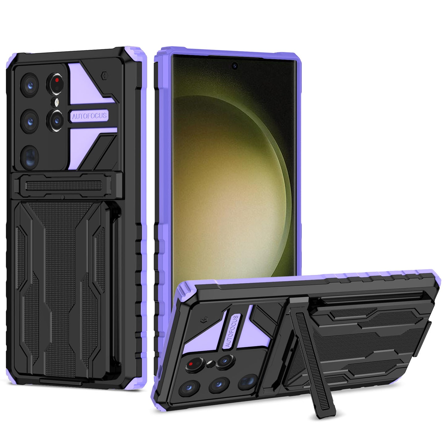 Detachable Card Holder Case for Galaxy S25 S24 Ultra, Dual-Layer Protective Case with Kickstand Heavy Duty Cover - Jgkb Series