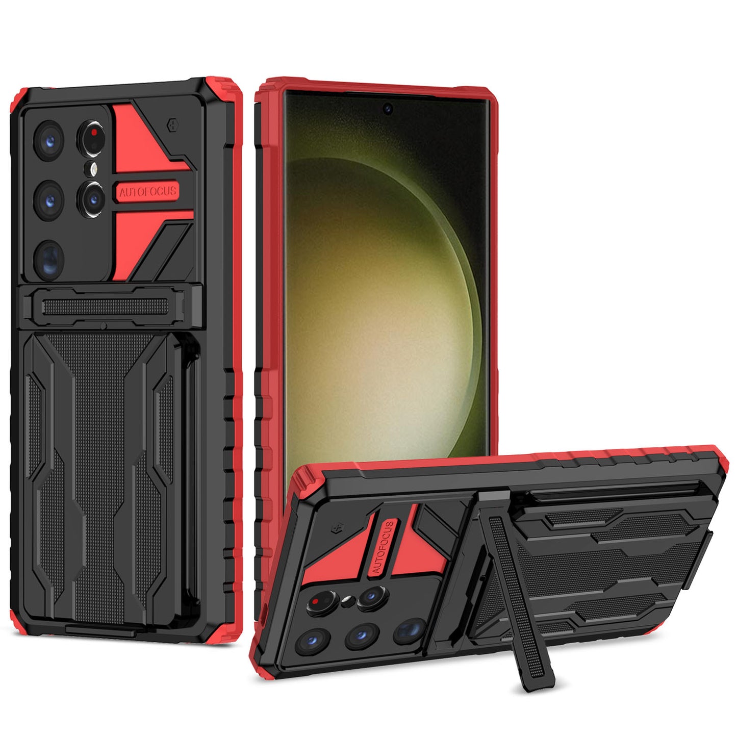 Detachable Card Holder Case for Galaxy S25 S24 Ultra, Dual-Layer Protective Case with Kickstand Heavy Duty Cover - Jgkb Series