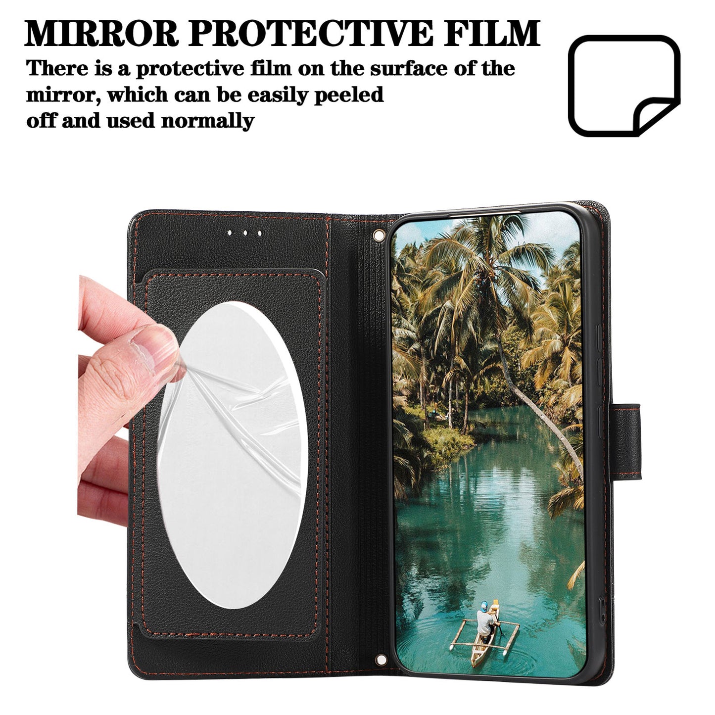 Crossbody Wallet for Sharp Aquos R9 Sense9 Sense8 with Mirror, Adjustable Lanyard Strap, Wrist and Card Holder, PU Leather Flip Phone Cover - Jz6kxkkgs Series