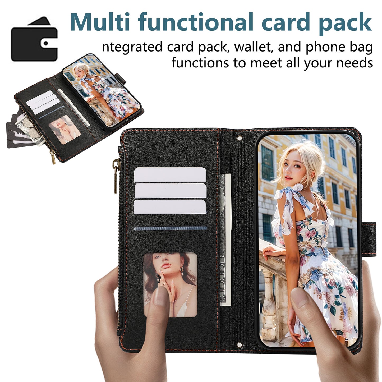 For Sharp Aquos R9 Sense9 Sense8 Wallet Case, Faux Leather Crossbody Phone Case Zipper with Credit Card Holder - Lldkywxkgs Series