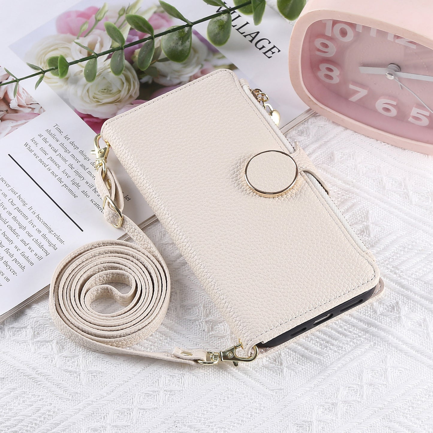 For Sharp Aquos R9 Sense9 Sense8 Crossbody Wallet Case with Card Holder, Zipper PU Leather Phone Cover with Long Shoulder Lanyard - Llyxdkgs Series
