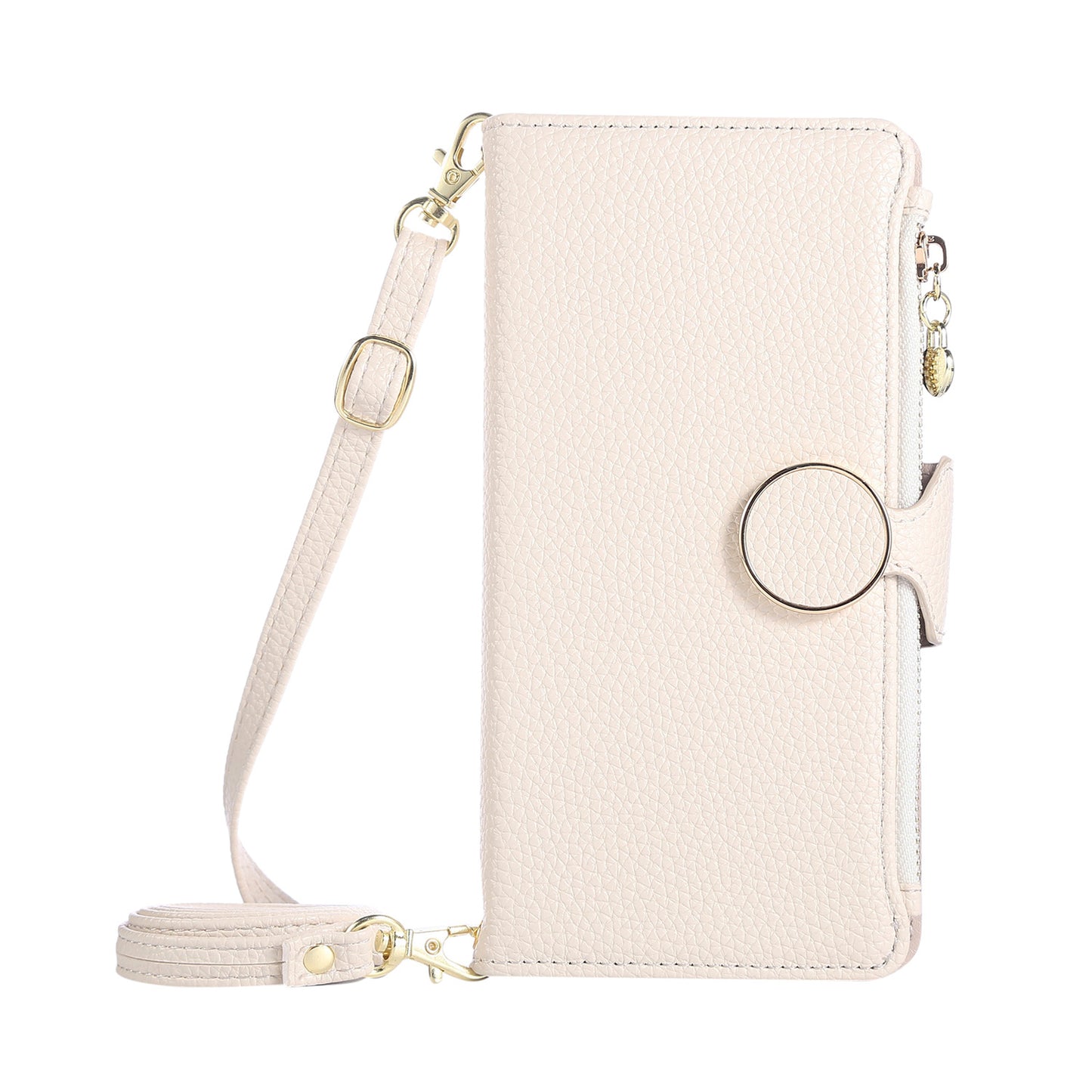 For Sharp Aquos R9 Sense9 Sense8 Crossbody Wallet Case with Card Holder, Zipper PU Leather Phone Cover with Long Shoulder Lanyard - Llyxdkgs Series