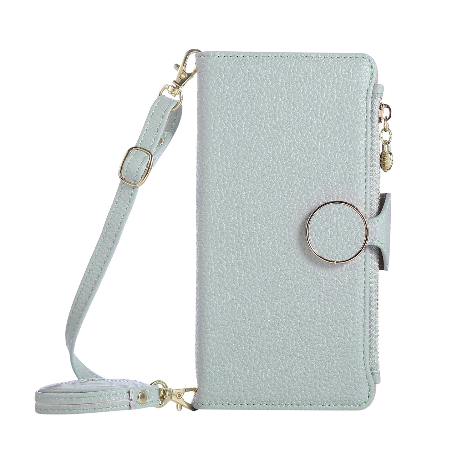 For Sharp Aquos R9 Sense9 Sense8 Crossbody Wallet Case with Card Holder, Zipper PU Leather Phone Cover with Long Shoulder Lanyard - Llyxdkgs Series