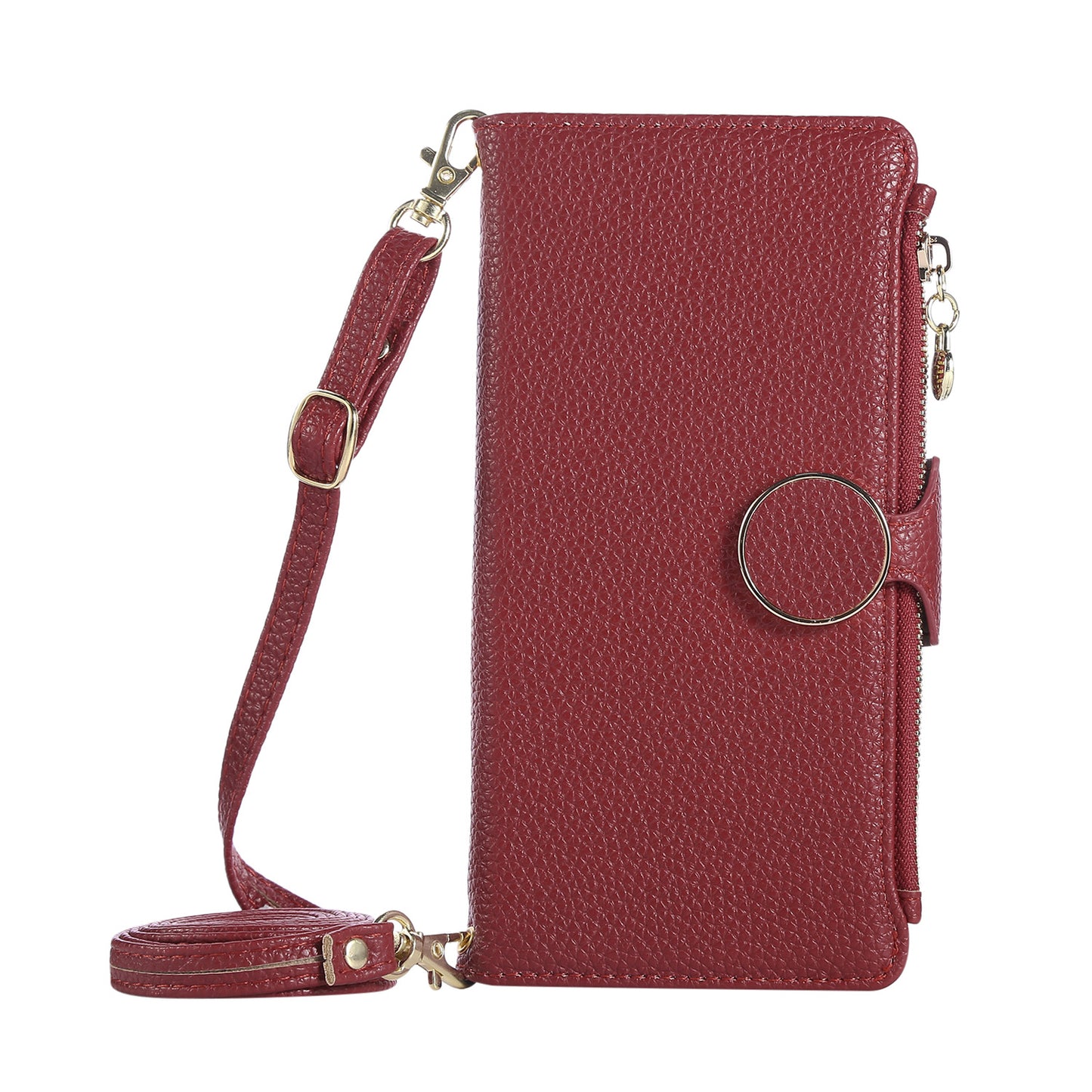 For Sharp Aquos R9 Sense9 Sense8 Crossbody Wallet Case with Card Holder, Zipper PU Leather Phone Cover with Long Shoulder Lanyard - Llyxdkgs Series