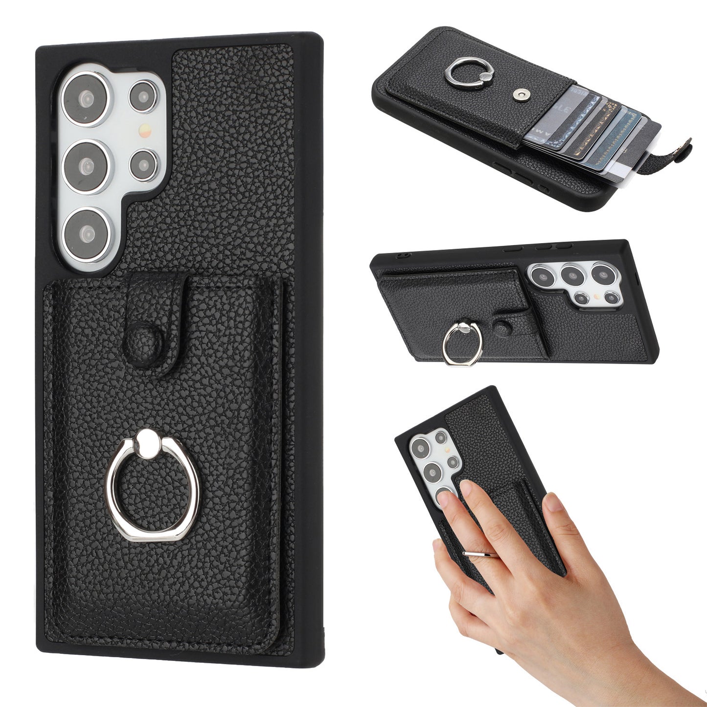 For Galaxy S25 Edge S24 Case Wallet with Credit Card Holder, PU Leather Magnetic Clasp Protective Cover - Lzwclkb Series