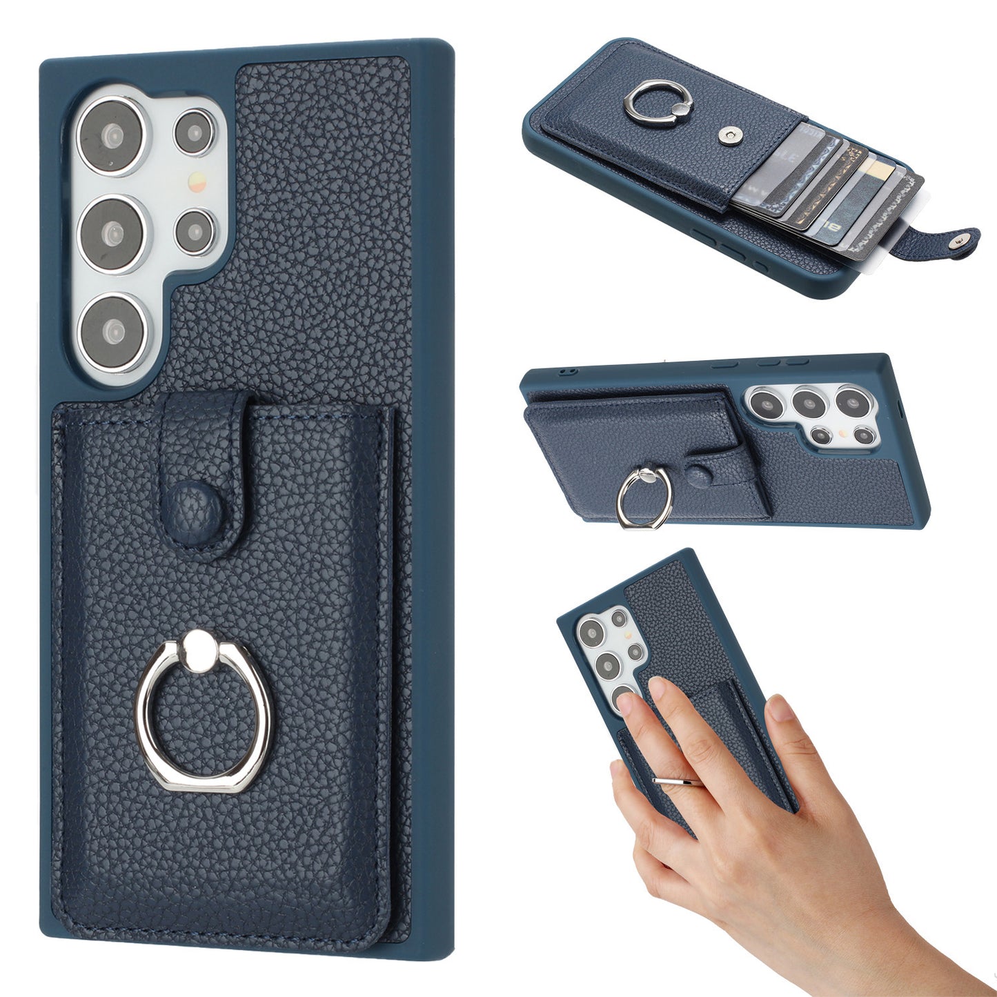 For Galaxy S25 Edge S24 Case Wallet with Credit Card Holder, PU Leather Magnetic Clasp Protective Cover - Lzwclkb Series