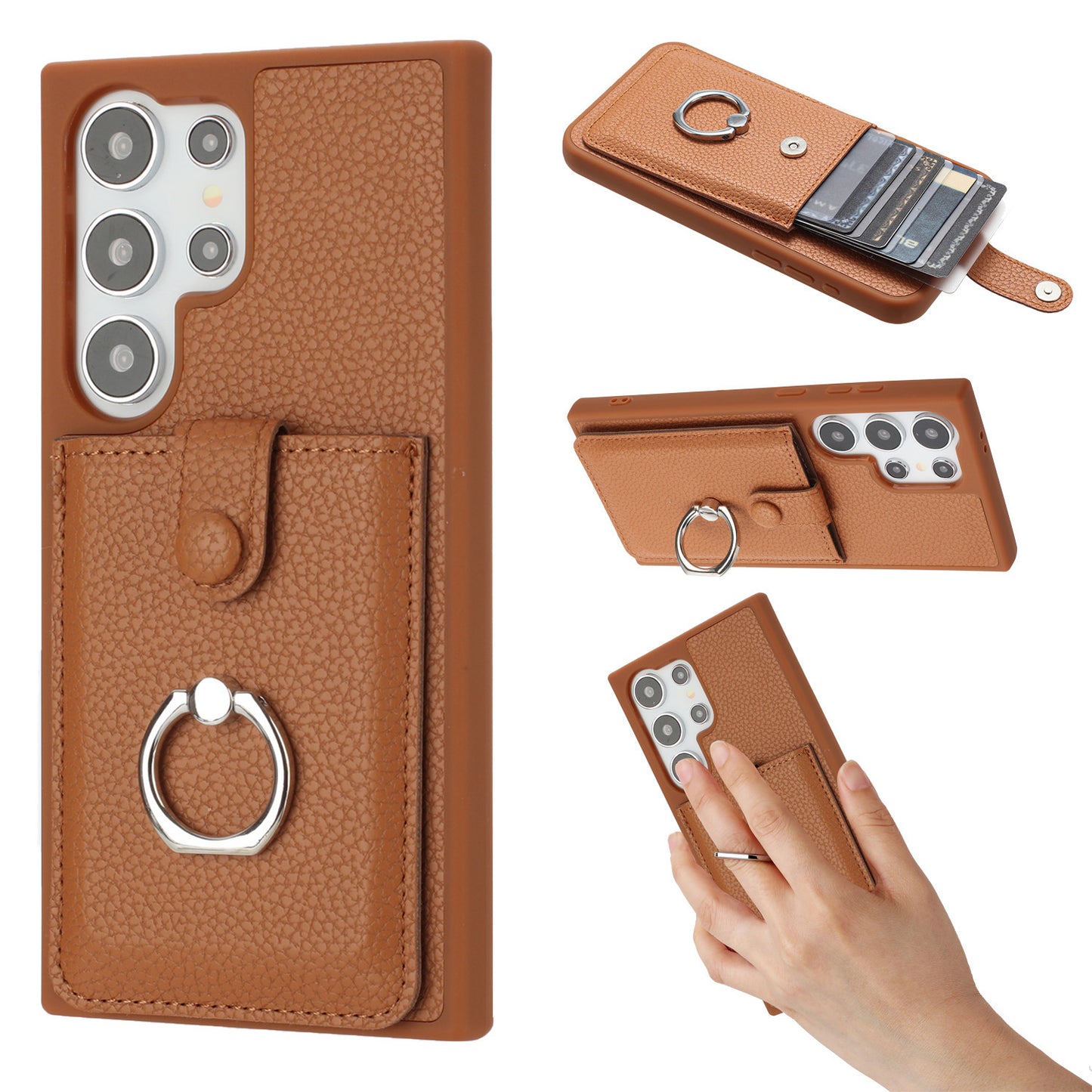 For Galaxy S25 Edge S24 Case Wallet with Credit Card Holder, PU Leather Magnetic Clasp Protective Cover - Lzwclkb Series