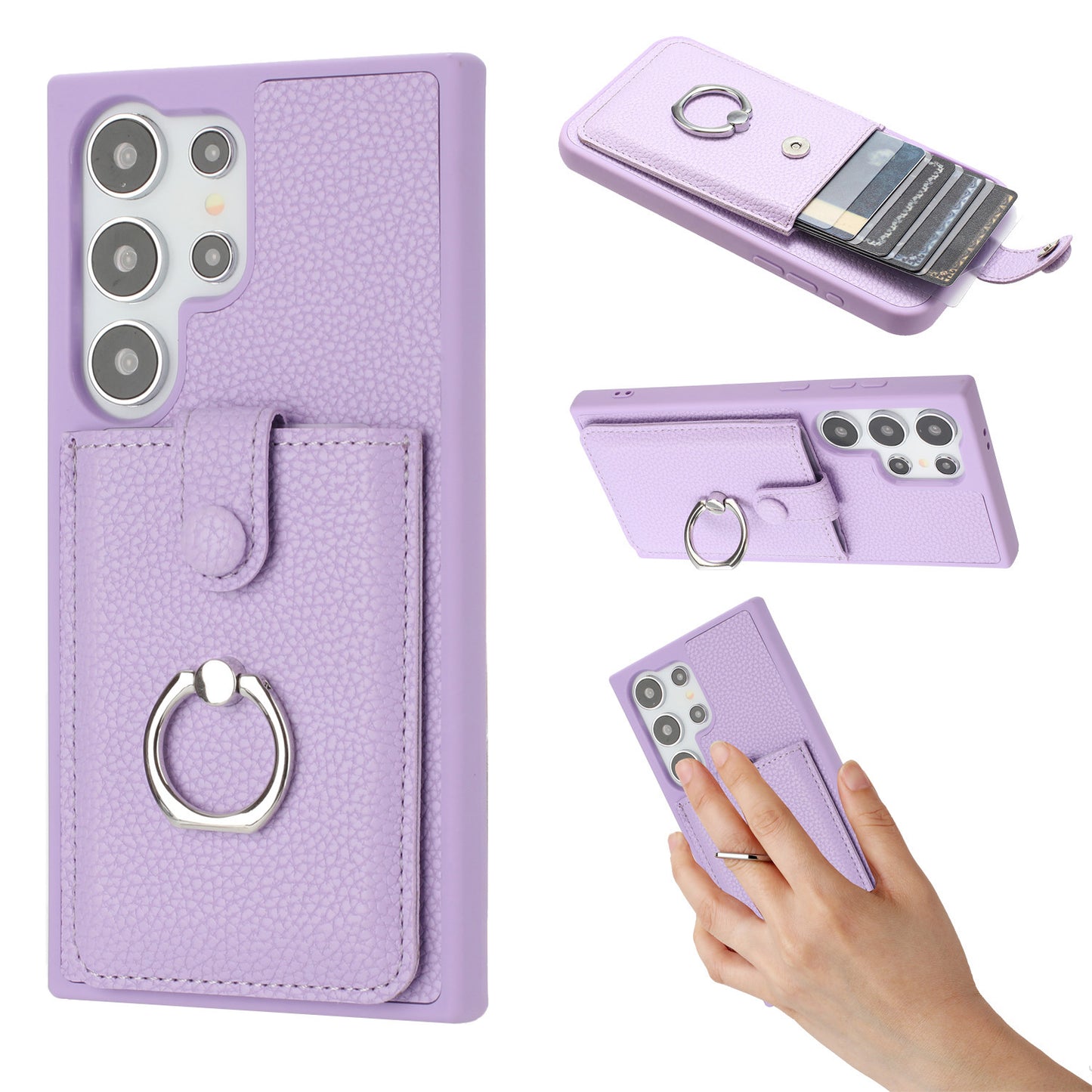 For Galaxy S25 Edge S24 Case Wallet with Credit Card Holder, PU Leather Magnetic Clasp Protective Cover - Lzwclkb Series