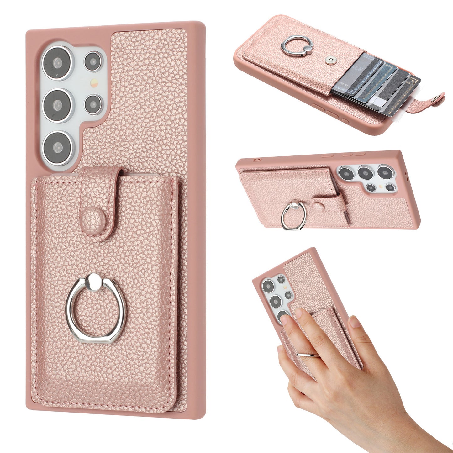 For Galaxy S25 Edge S24 Case Wallet with Credit Card Holder, PU Leather Magnetic Clasp Protective Cover - Lzwclkb Series