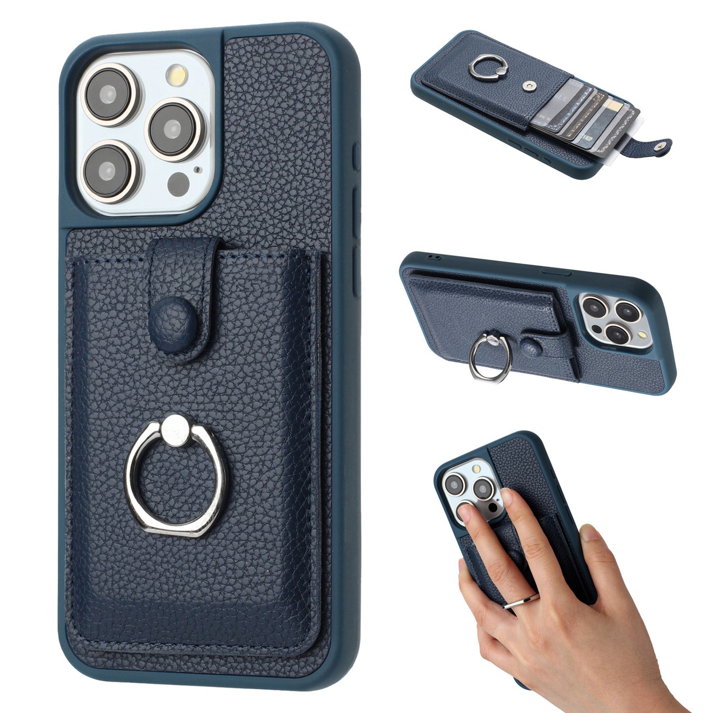 For iPhone 16e 15 Pro Max Case Wallet with Credit Card Holder, PU Leather Magnetic Clasp Protective Cover - Lzwclkb Series