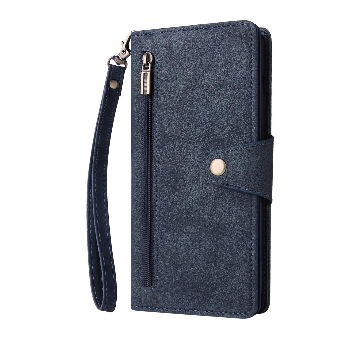Wallet Case for iPhone 16e 15 Pro Max, PU Leather Flip Shockproof Cover with Strap Zipper Credit Card Slots - Mdkllb Series